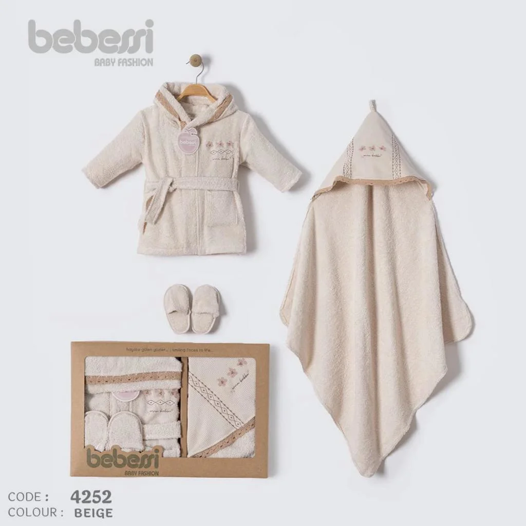 Bebessi %100 Pamuk Otantik Desenli Bornoz Set Bej BBS.4252.BEJ Bebessi %100 Pamuk Otantik Desenli Bornoz Set Bej BBS.4252.BEJ