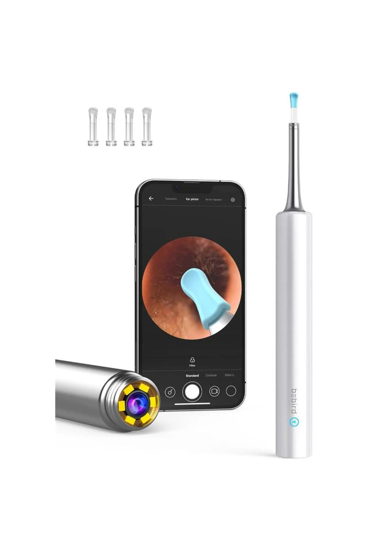 Bebird T5 3Mp Kamera 3.5Mm Lens Şarjli Wifi Görüntülü Kulak Temiz