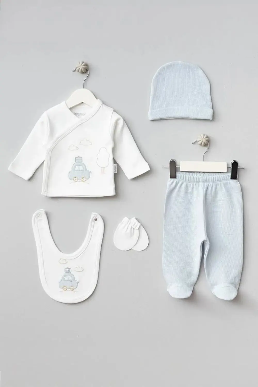 Bebitof %100 Pamuk Bulutlu Araba Desenli 5 Parça Yenidoğan Hastan Bebitof %100 Pamuk Bulutlu Araba Desenli 5 Parça Yenidoğan Hastan