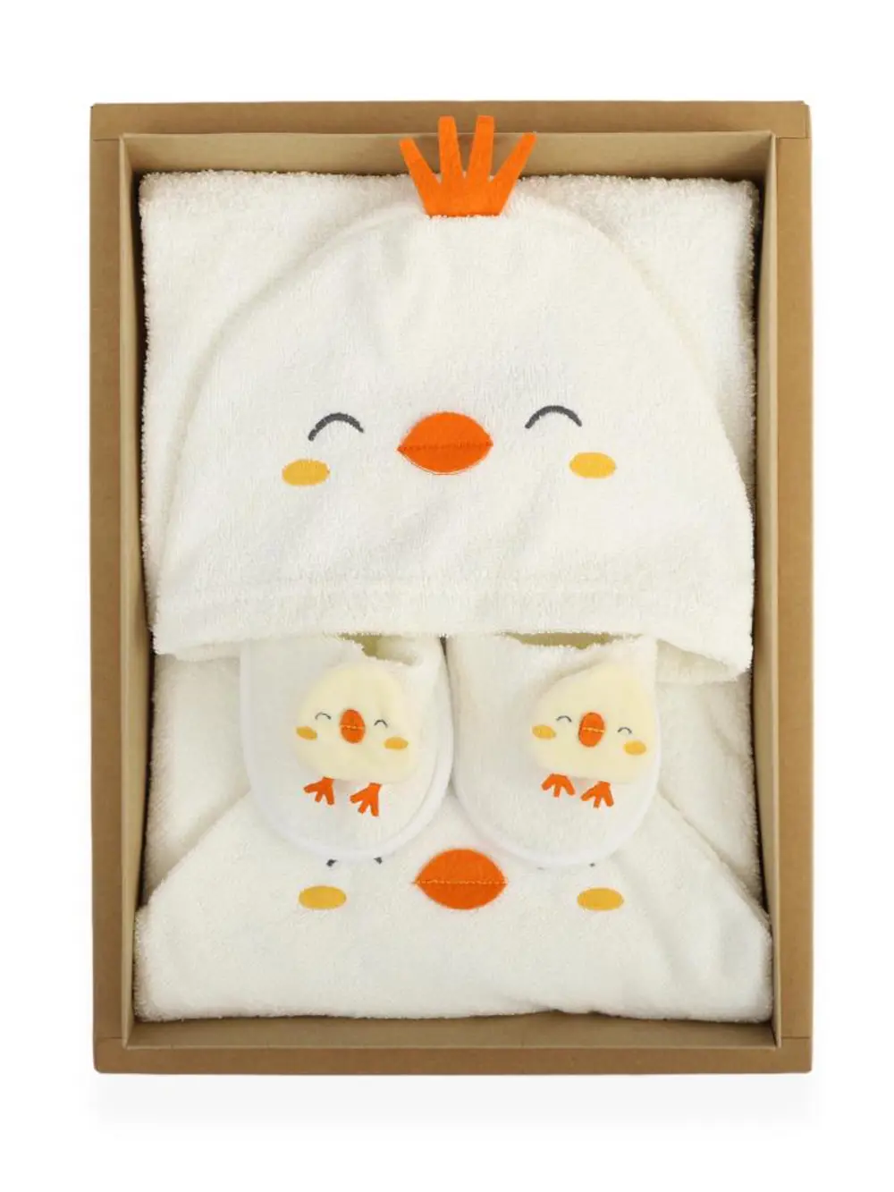 Bebitof %100 Pamuk Civciv Desenli Bebek Bornoz Seti BBTF.EKR.3003