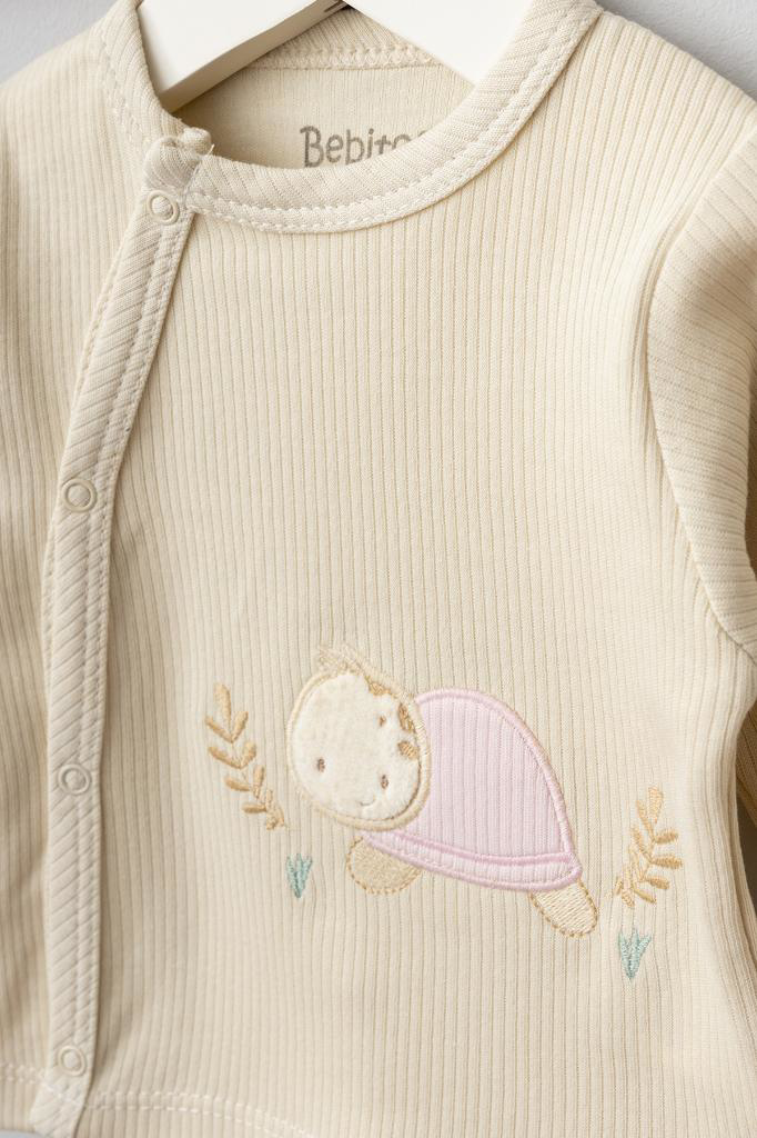 Bebitof  %100 Pamuk Kaplumbağa Desenli 10 Parça Kutulu Yenidoğan H