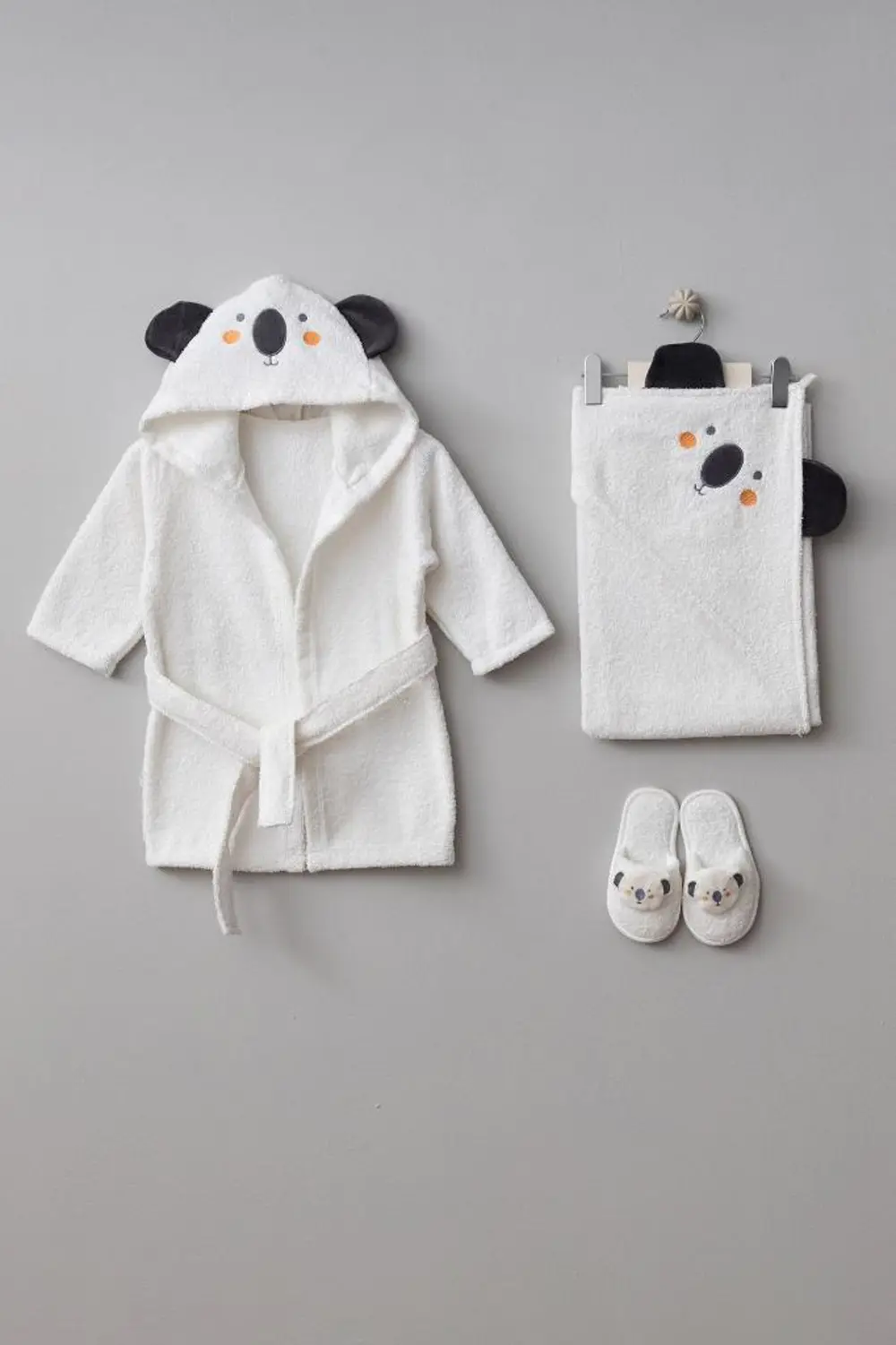 Bebitof %100 Pamuk Koala Desenli Bebek Bornoz Seti BBTF.BYZ.30047