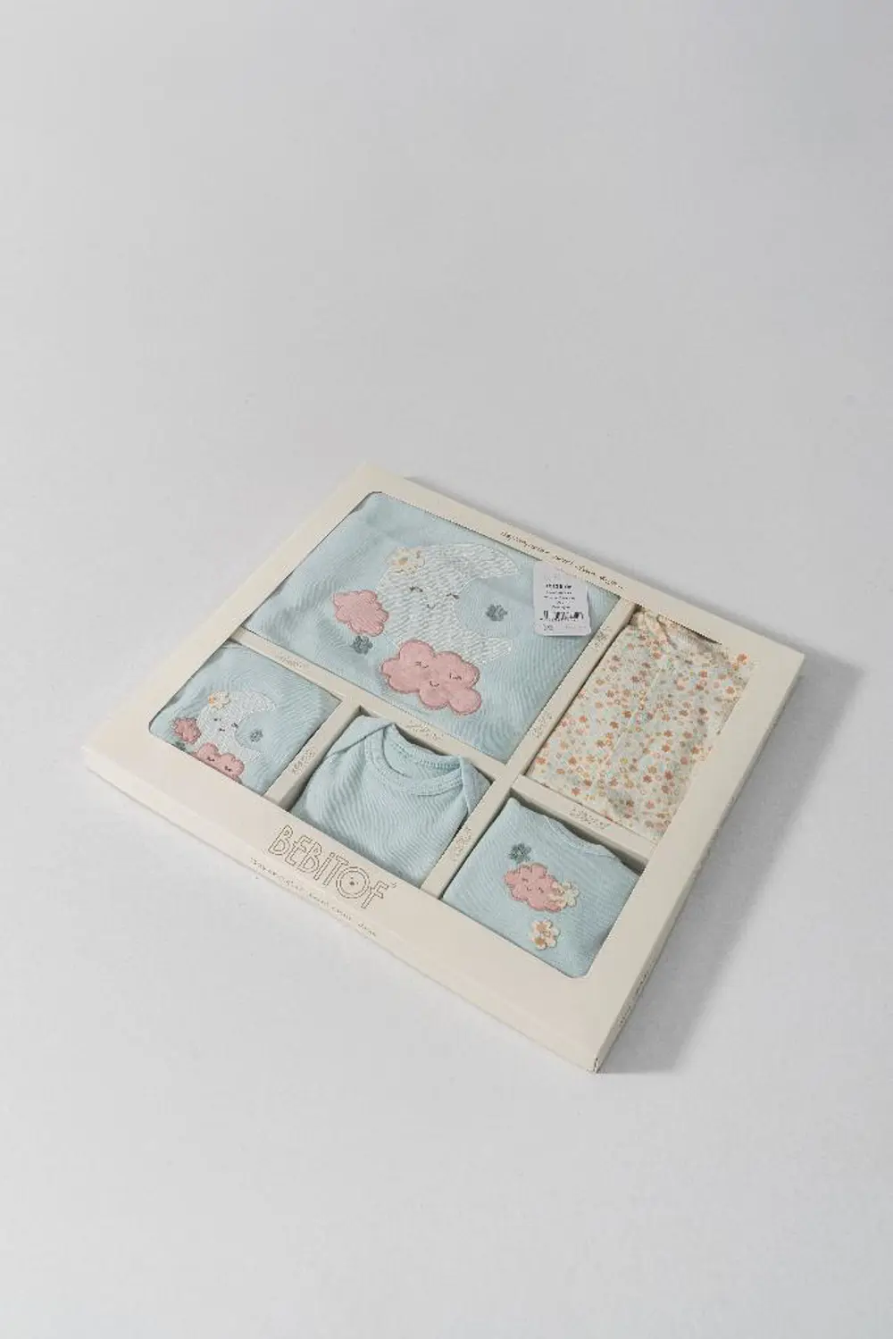 Bebitof %100 Pamuk Sevimli Ay ve Bulut Desenli 10 Parça Kutulu Ye