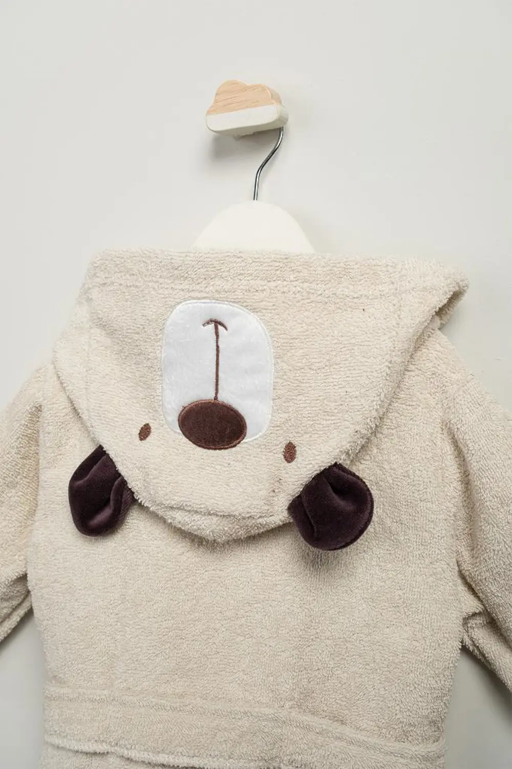 Bebitof %100 Pamuk Sevimli Ayı Desenli Pamuk Bebek Bornoz Seti Ku