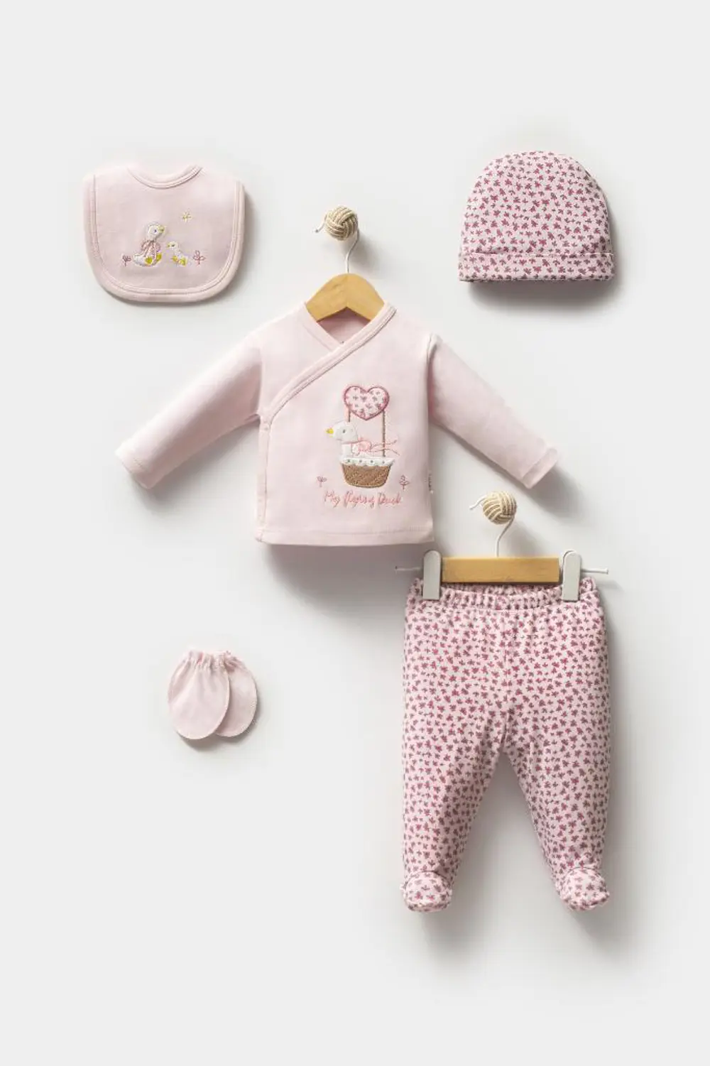 Bebitof %100 Pamuk Sevimli Sepetteki Ördek Desenli 5 Parça Yenido