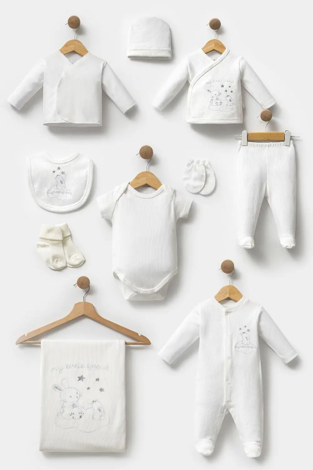 Bebitof %100 Pamuk Sevimli Tavşanlar Desenli 10 Parça Kutulu Yeni