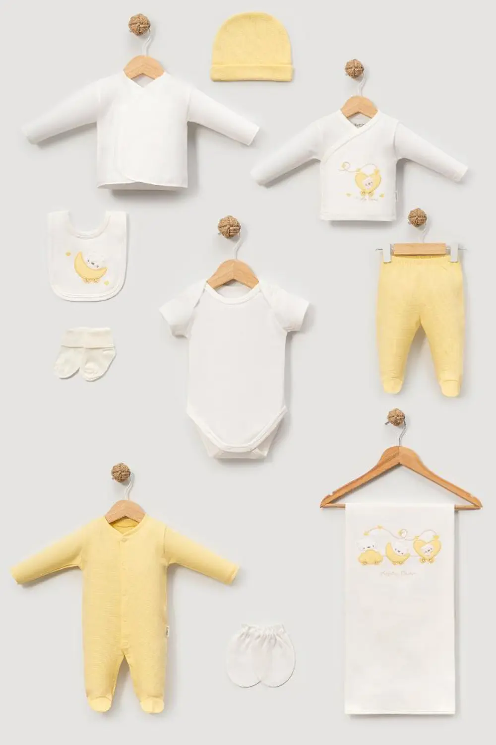 Bebitof %100 Pamuk Sevimli Trendeki Ayıcık Desenli 10 Parça Kutul