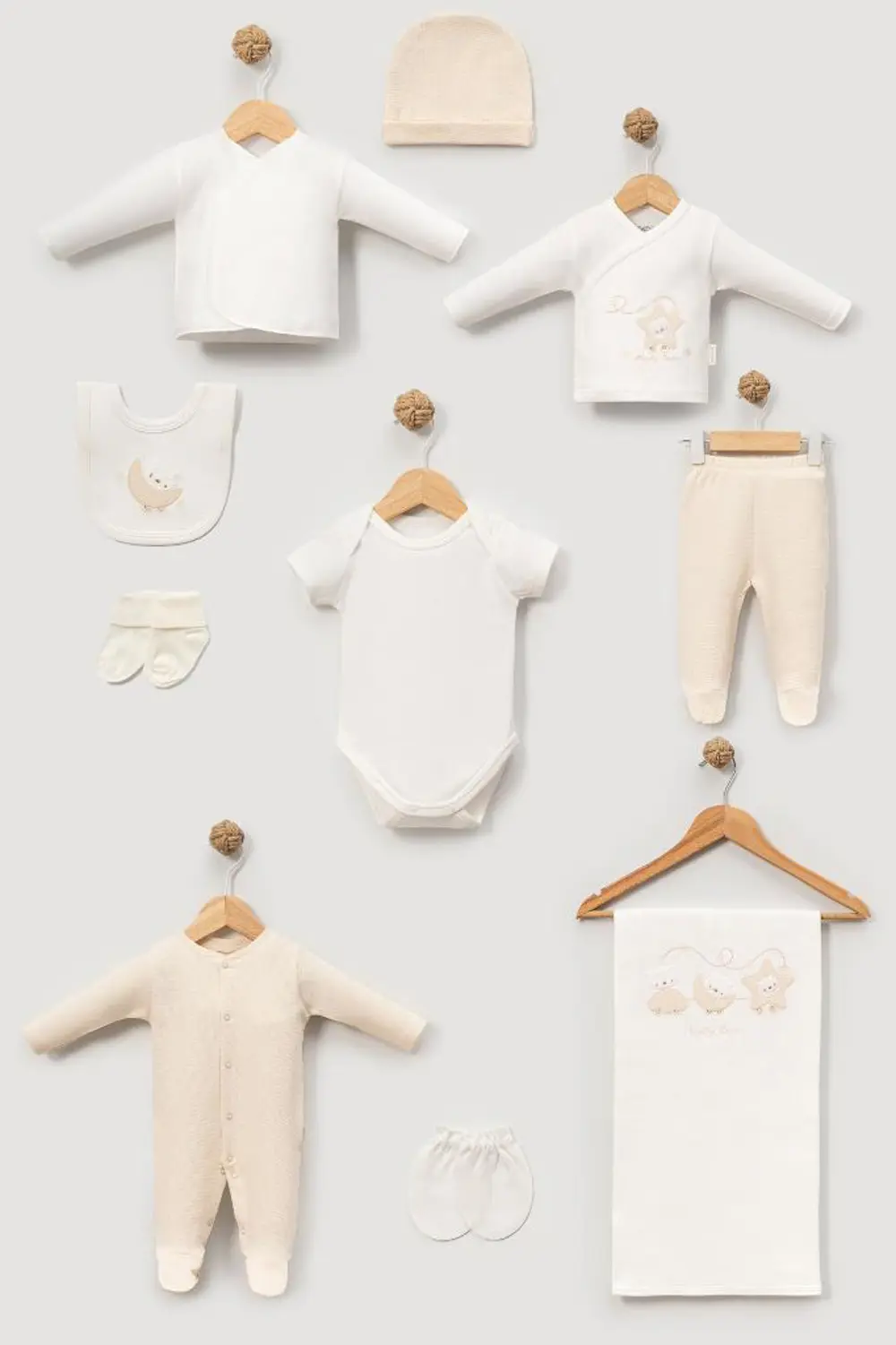 Bebitof %100 Pamuk Sevimli Trendeki Ayıcık Desenli 10 Parça Kutul