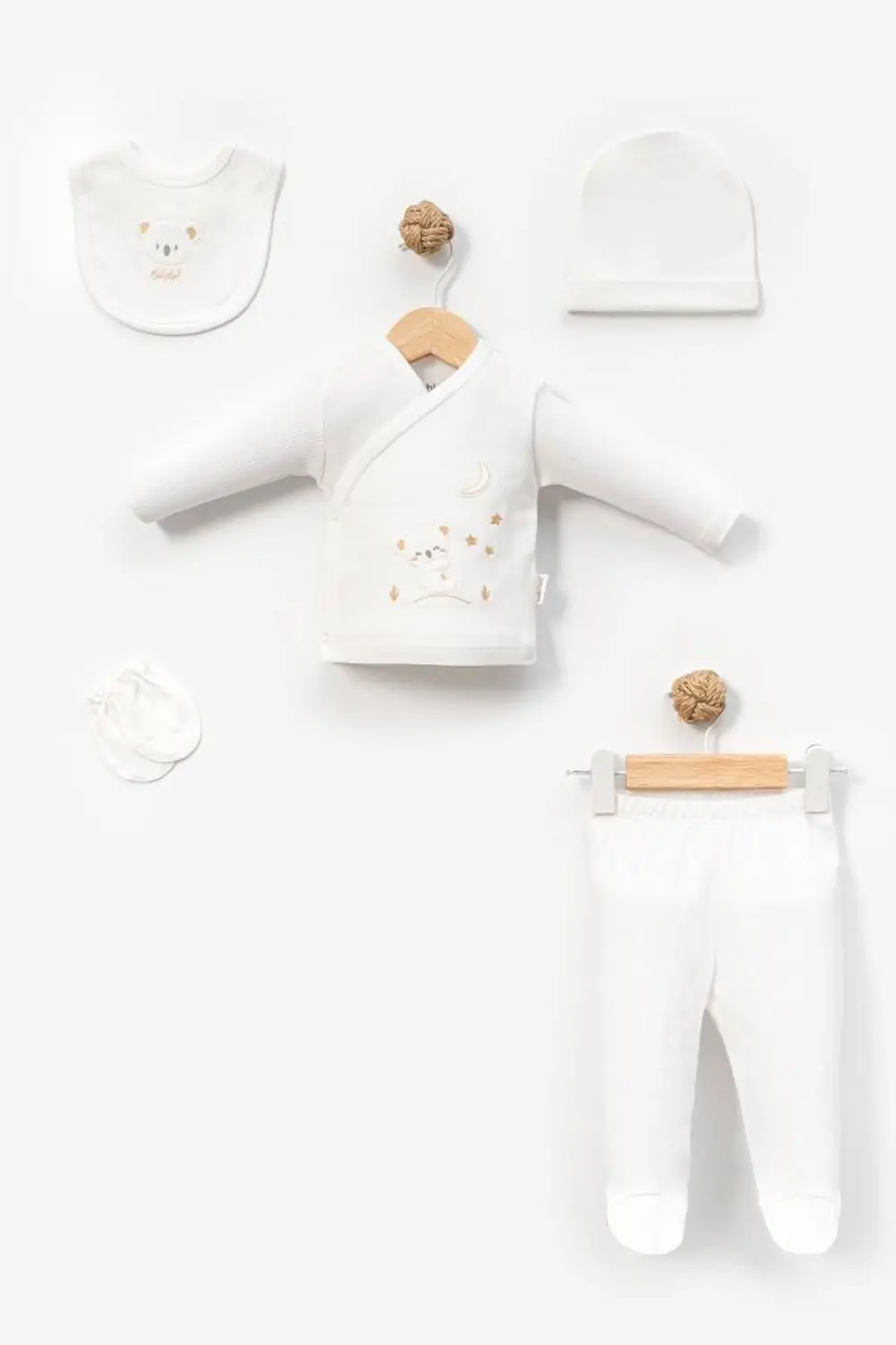 Bebitof %100 Pamuk Sevimli Yavru Koala Desenli 5 Parça Yenidoğan 