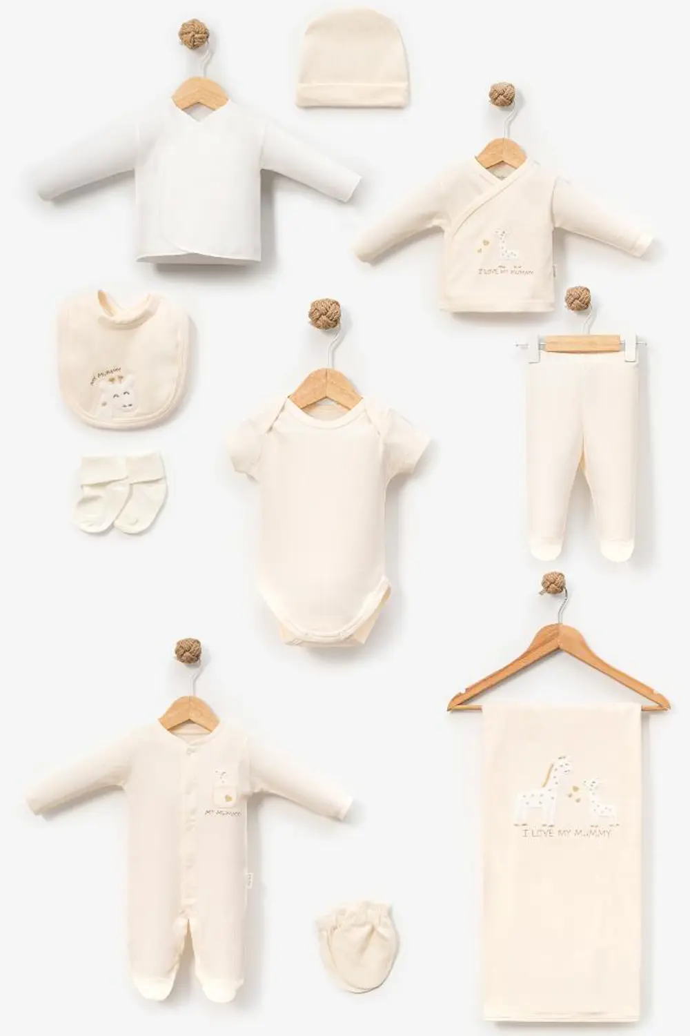 Bebitof %100 Pamuk Sevimli Yavru Zürafa Desenli 10 Parça Kutulu Y