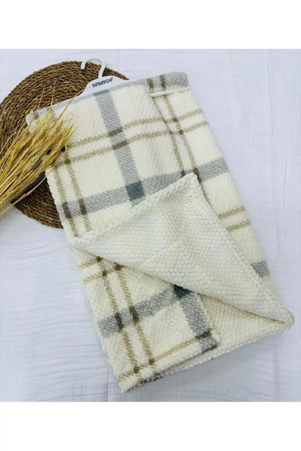 Bebitof Ekose Desenli Bebek Battaniyesi