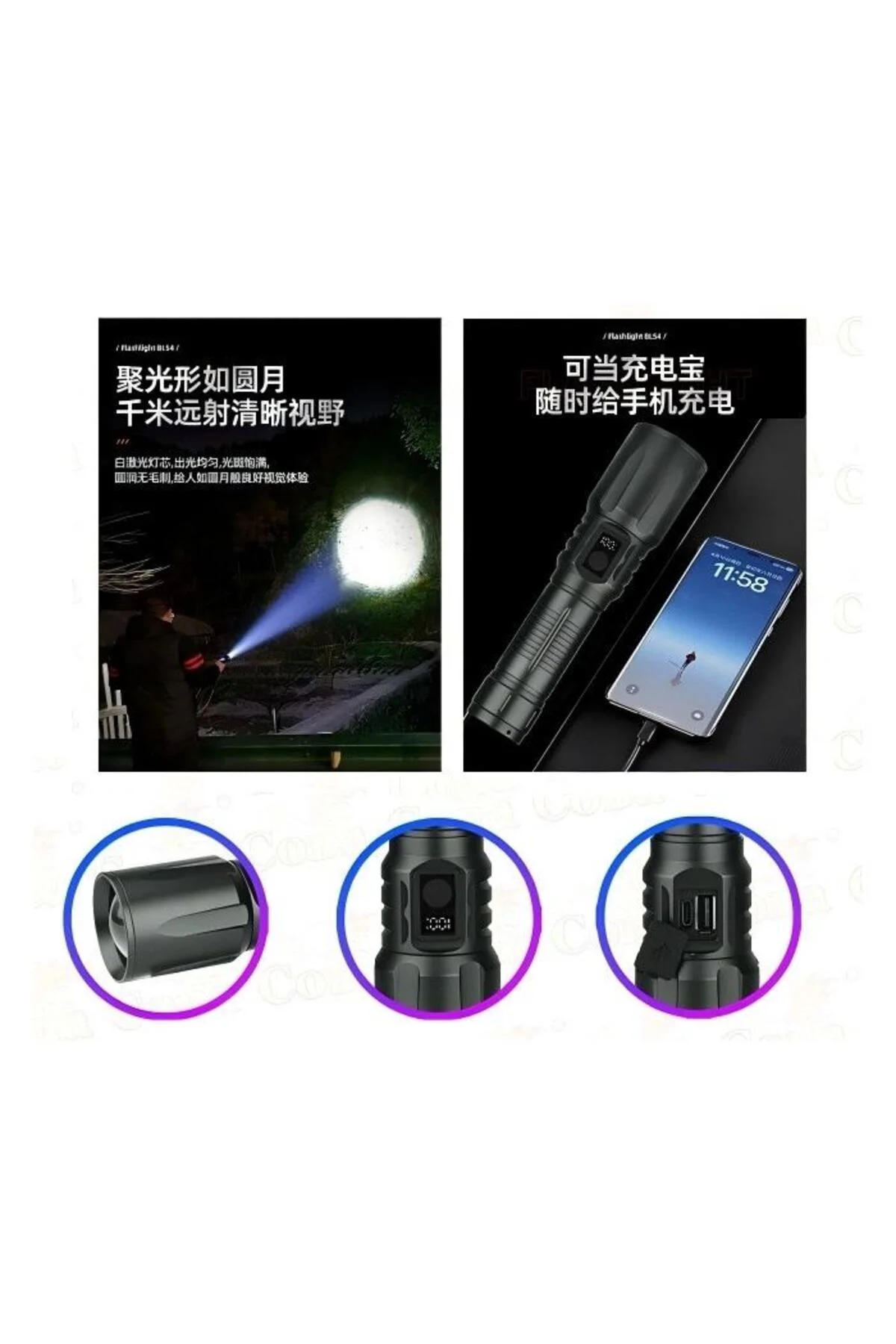 Bedotech Bd-13 15w Tg Led Alüminyum Alaşımlı Zoomlu Type-c Dijita