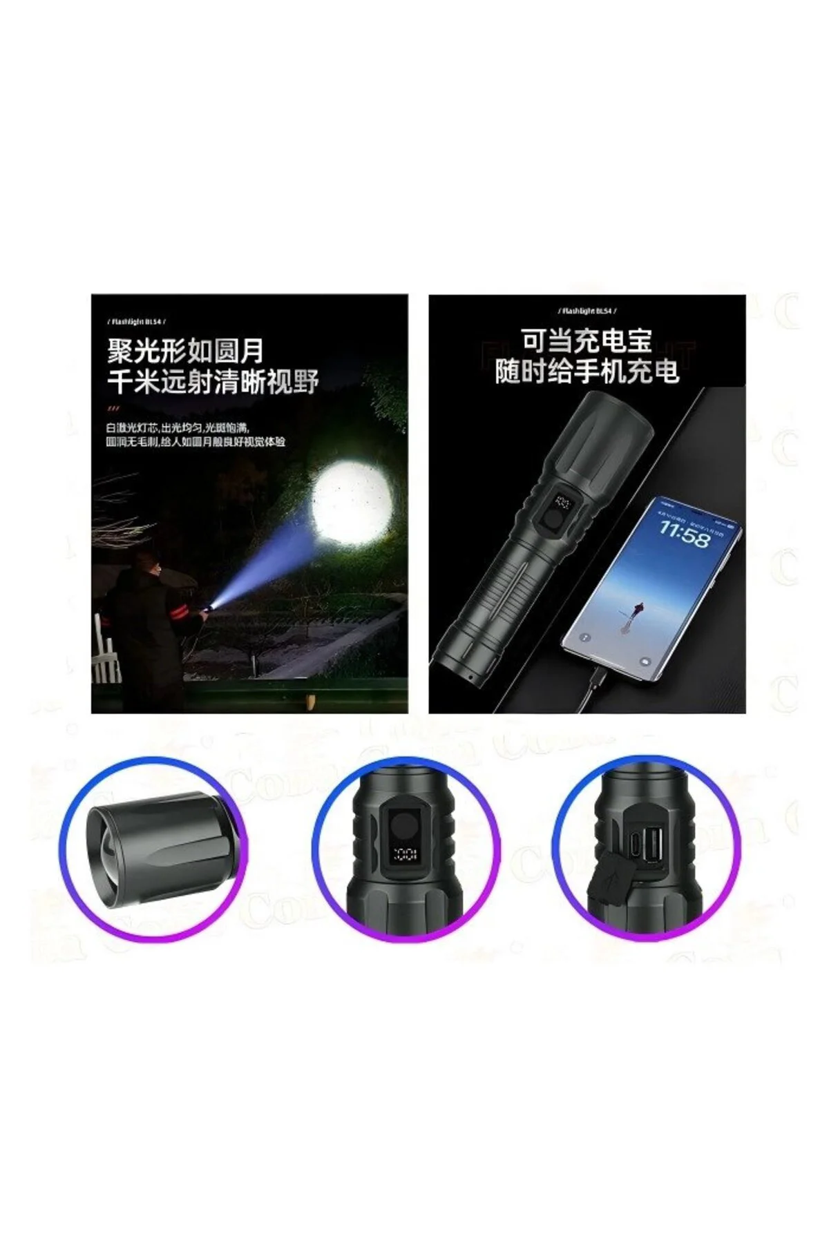 Bedotech Bd-13 15w Tg Led Alüminyum Alaşımlı Zoomlu Type-c Dijita