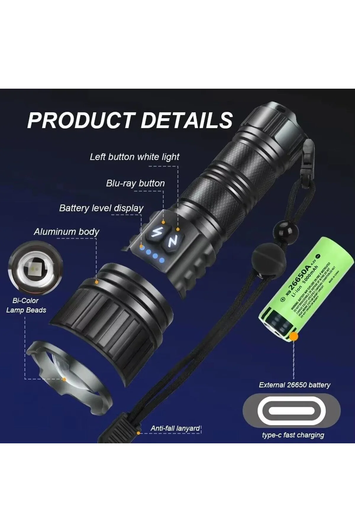 Bedotech Bd-14 10w Tg Led Alüminyum Alaşımlı Zoomlu Type-c Şarjlı