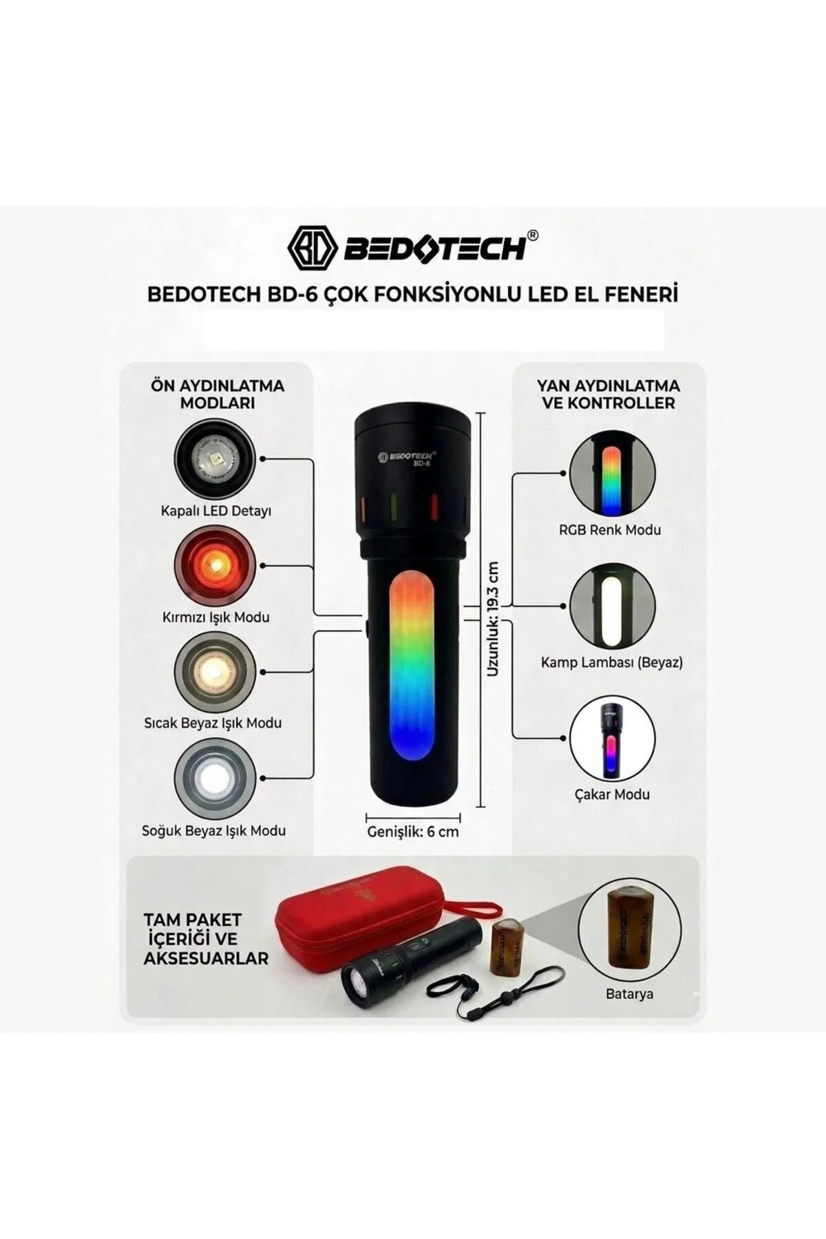 Bedotech Bd-6 30w Tg + Rgb Led Alüminyum Alaşımlı Zoomlu Type-c P