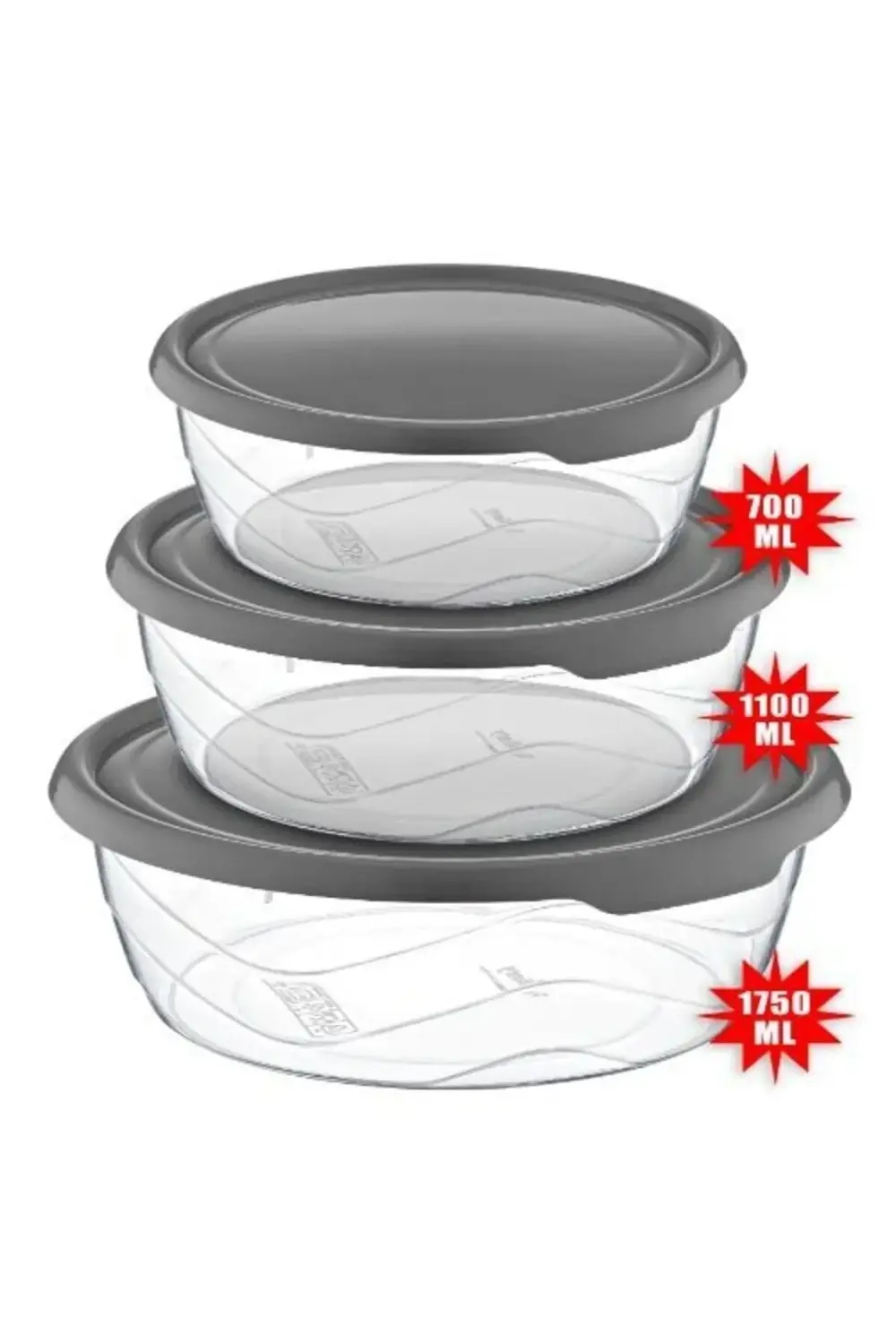Bee Home Yuvarlak Saklama Kabı 3'lü 1750ml/1750ml/1750ml
