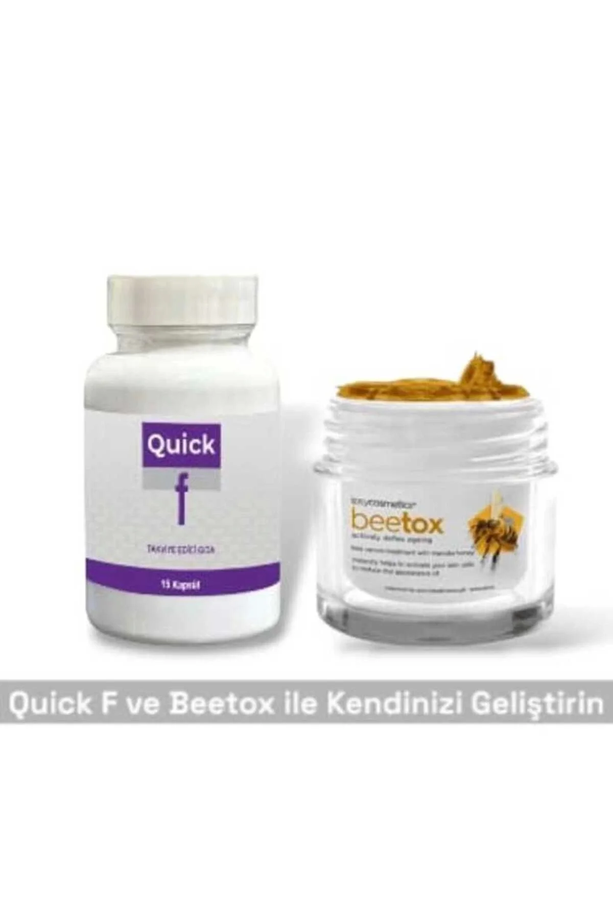 Bee Tox Arı Zehri Kırışıklık Önleyici Krem + Quick F Destekleyici 15'li – Cilt Gençleştirme Seti