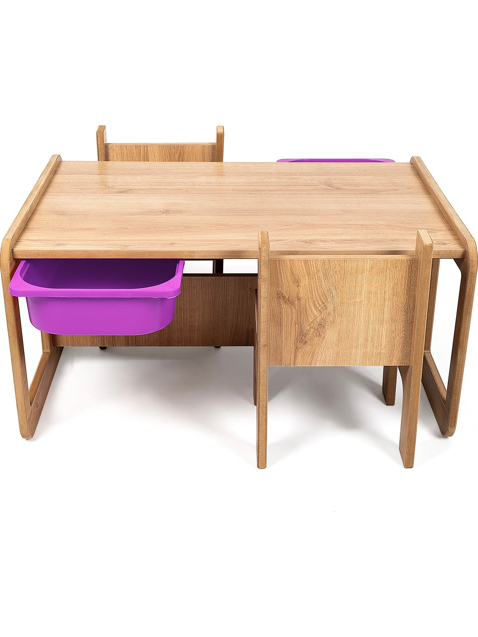 BEEVOLİ 2 Kişilik Çekmeceli Oyun, Aktivite, Etkinlik Masası, Ceviz-Lila, 18MM Mdf