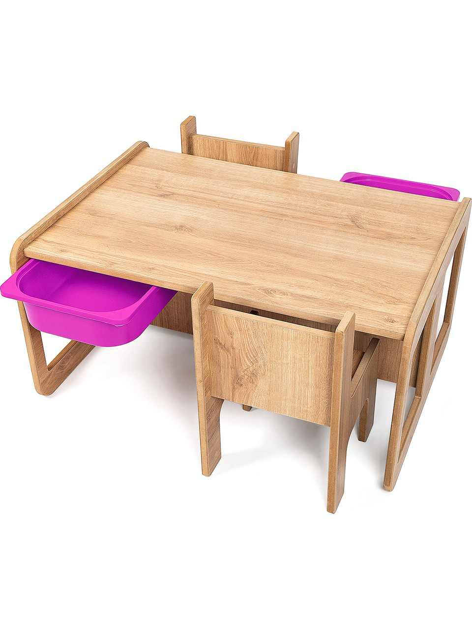 BEEVOLİ 2 Kişilik Çekmeceli Oyun, Aktivite, Etkinlik Masası, Ceviz-Lila, 18MM Mdf