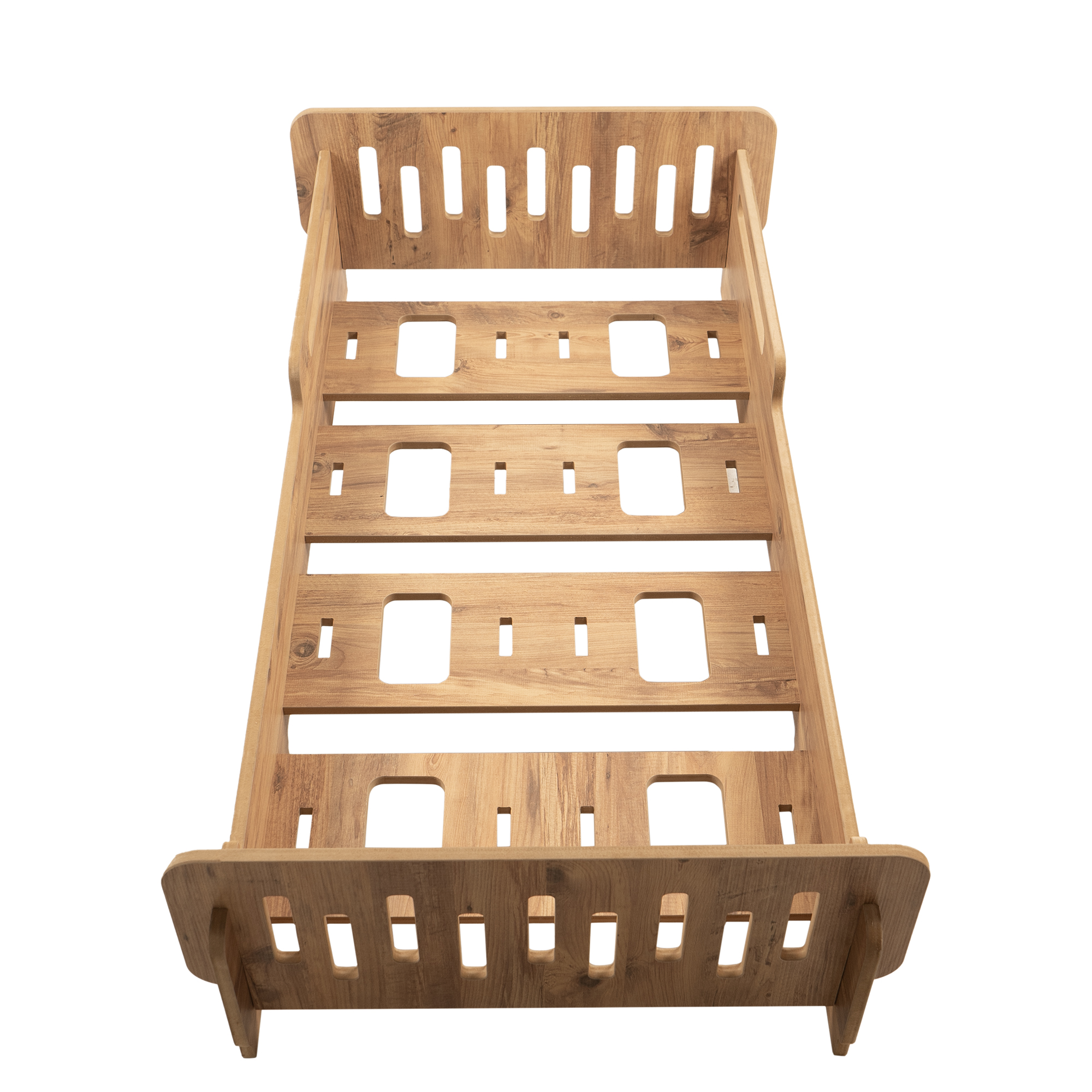 BEEVOLİ Ceviz Montessori Karyola 70x140, Ceviz MDF, Ahşap Çocuk Yatağı