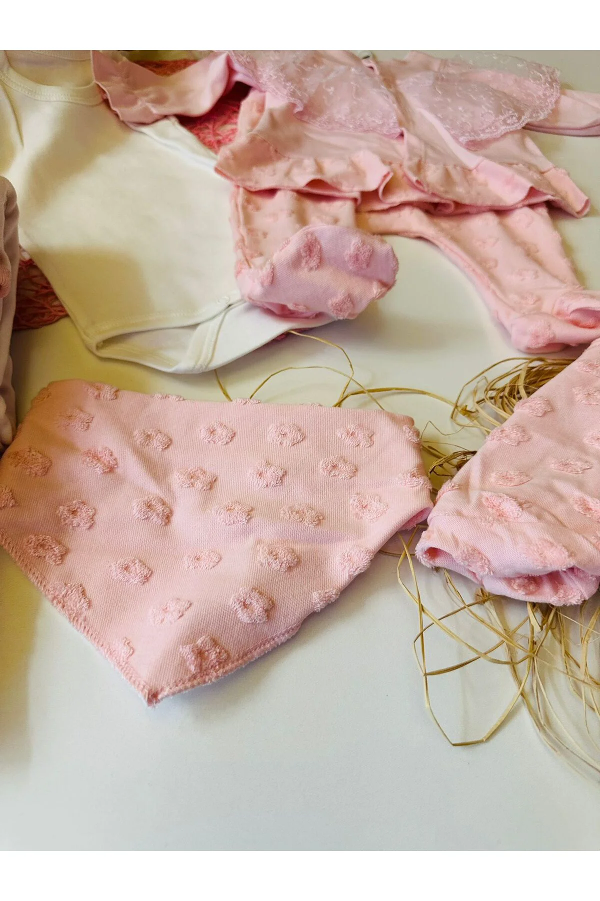 begisa kız bebek hastane çıkış seti dantel detaylı %100 pamuk