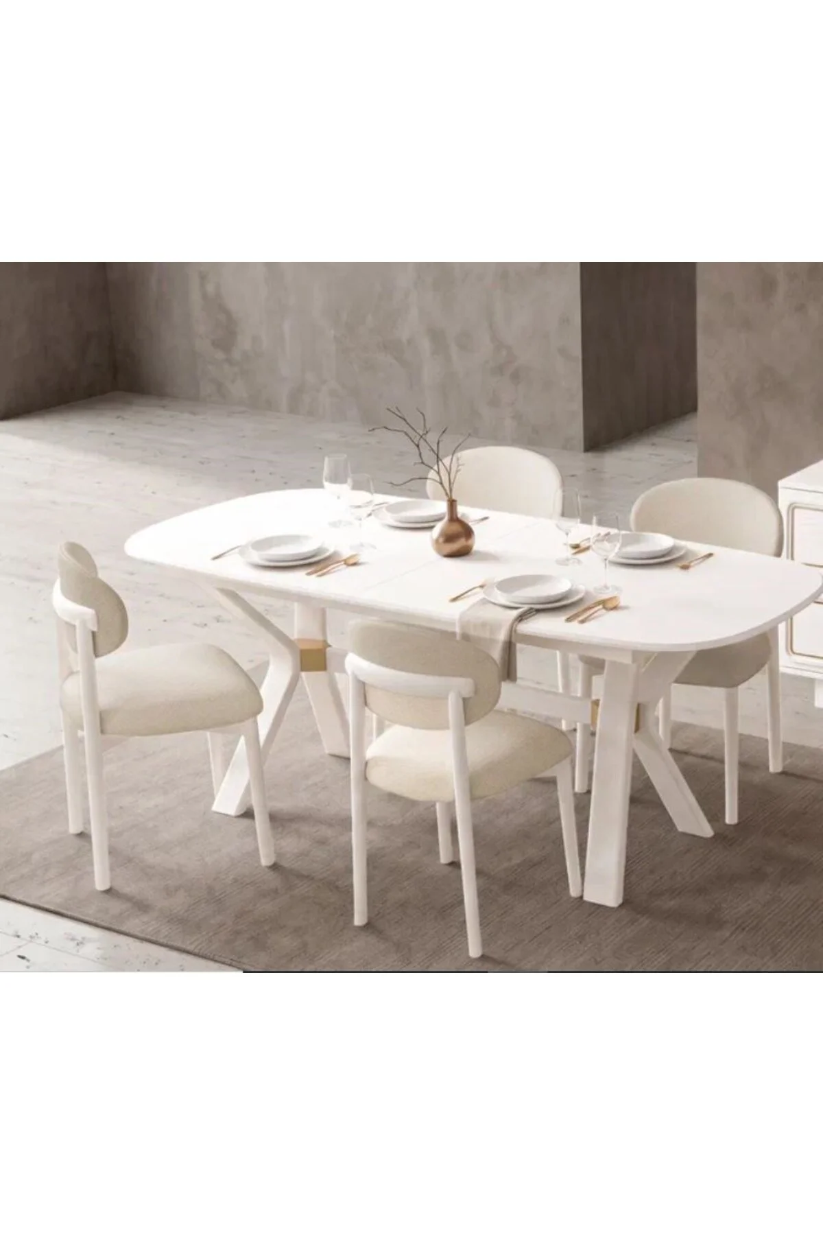 BEGONYA MDF AÇILIR YEMEK MASASI+6 SANDALYE BEGONYA MDF AÇILIR YEMEK MASASI+6 SANDALYE