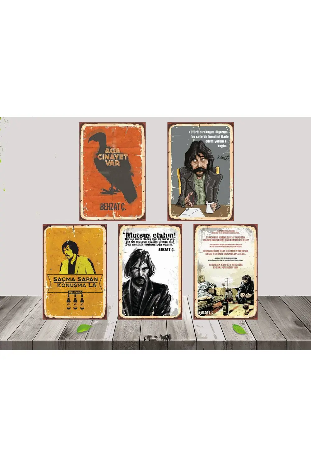 Behzat Ç 5 Adet 20x30 CM Ahşap Poster SETİ 1