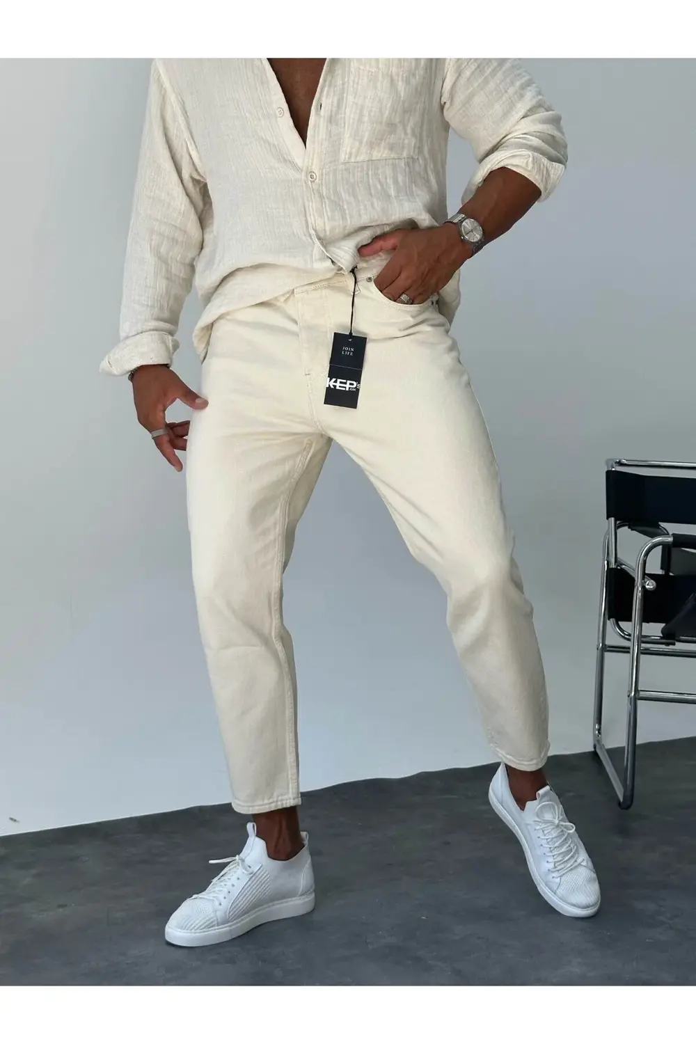 Bej Boyfriend Pantolon