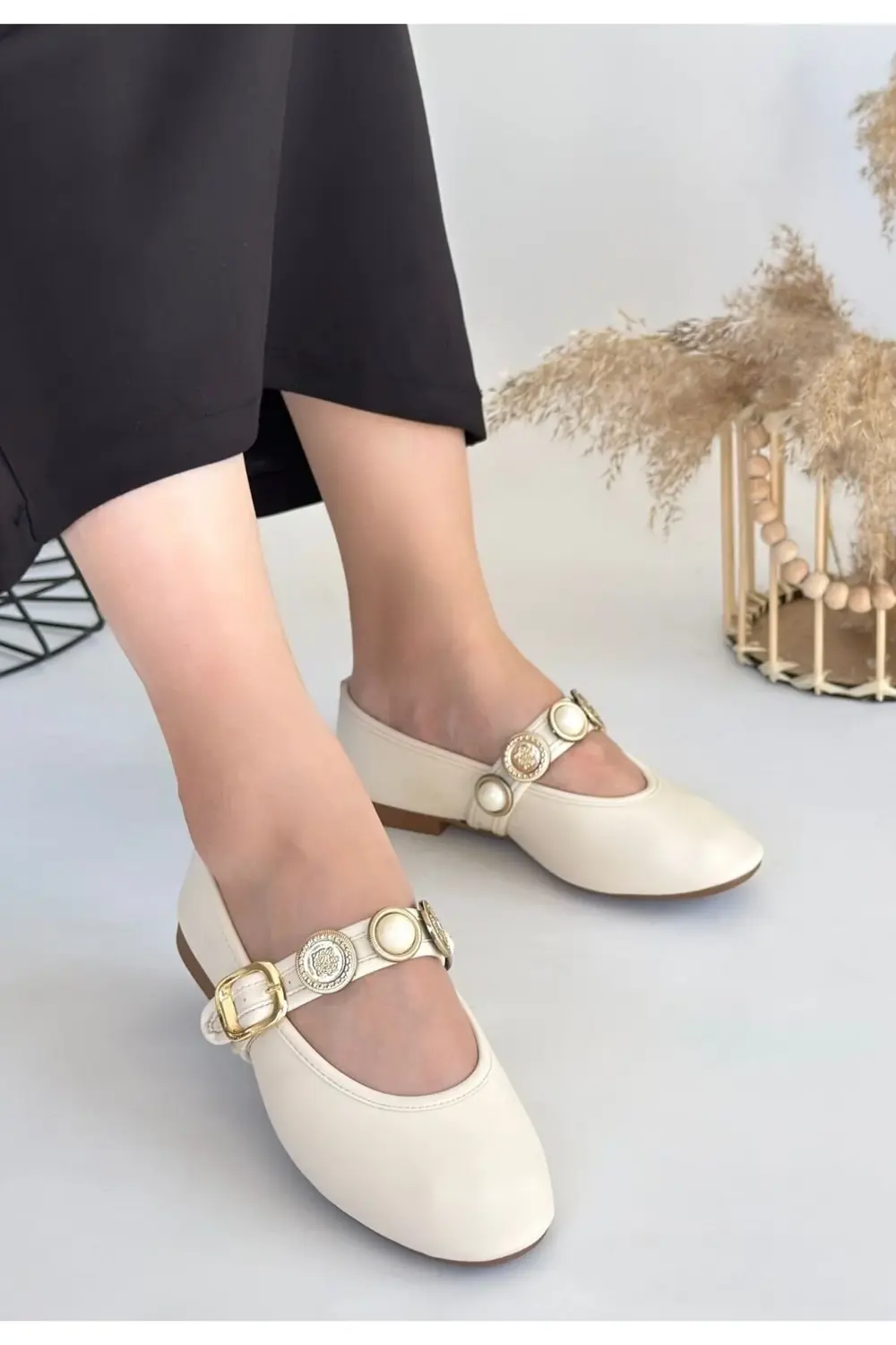 Bej Cilt Babet Ayakkabı Bej Cilt Babet Ayakkabı