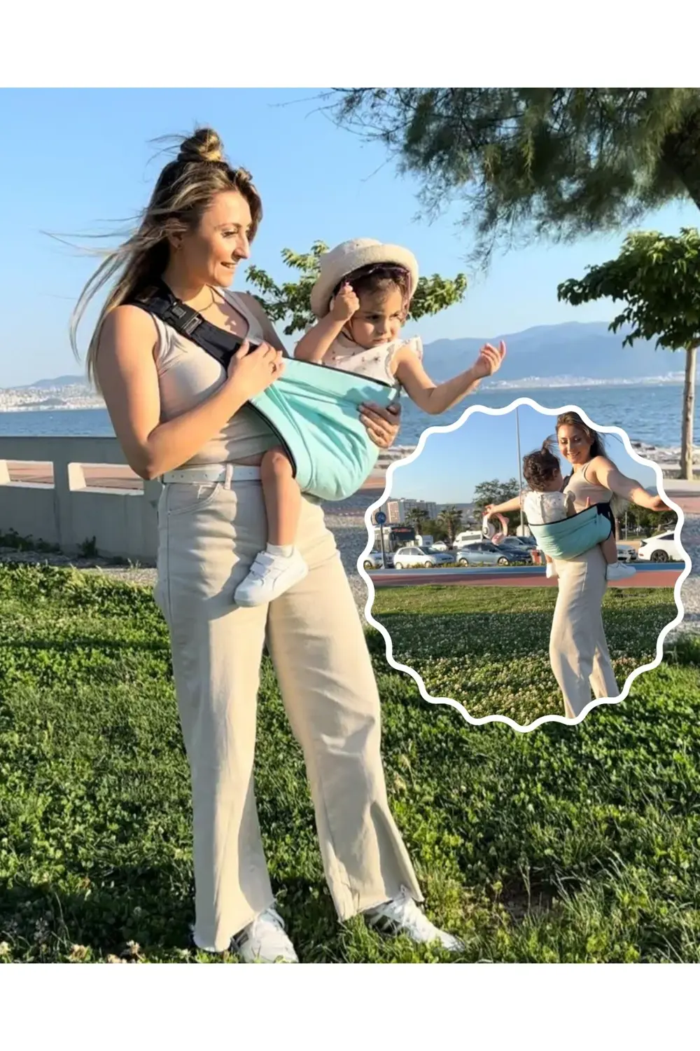 Bej Ergonomik Bebek Taşıma Çantası Bebek Taşıyıcı Sling Puset Ana