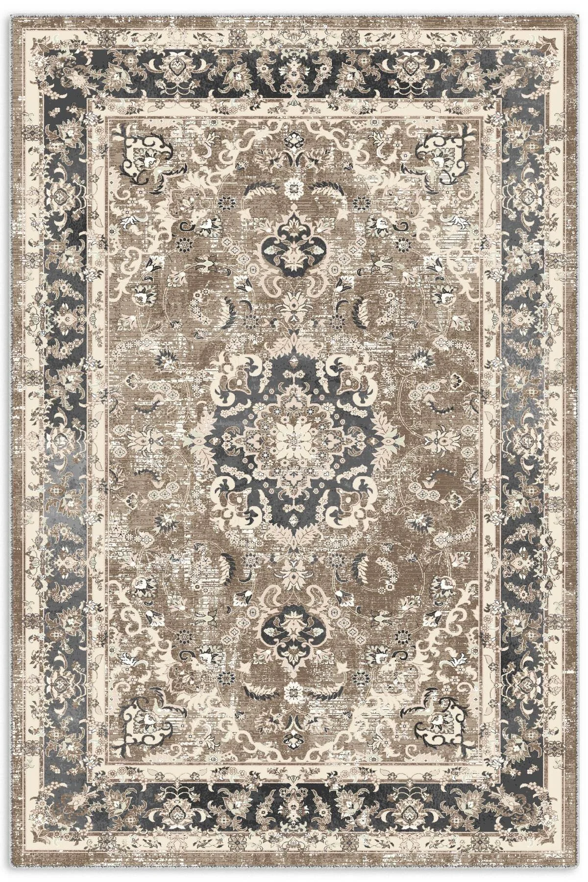 Bej Füme Klasik Desenli Vintage Şönil Halı Kilim Yolluk Kaymaz Yıkanabilir Saçaklı Bej Füme Klasik Desenli Vintage Şönil Halı Kilim Yolluk Kaymaz Yıkanabilir Saçaklı
