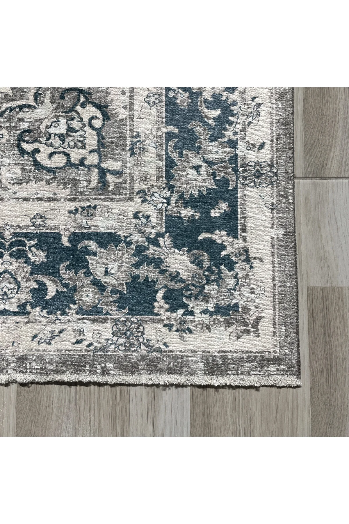 Bej Füme Klasik Desenli Vintage Şönil Halı Kilim Yolluk Kaymaz Yı