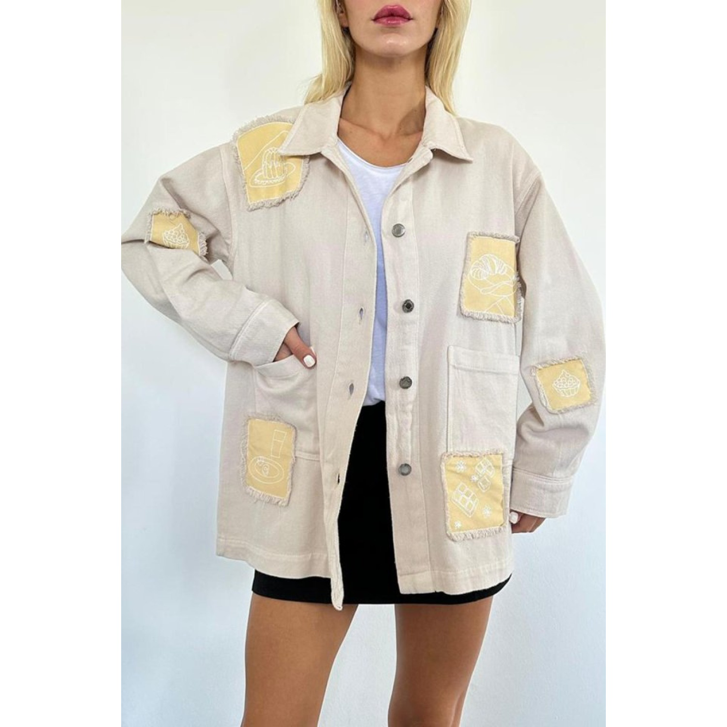 Bej Gabardin Arma Detaylı Gömlek Ceket