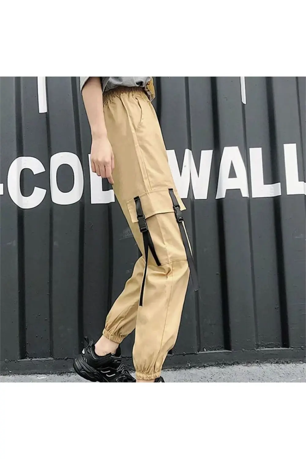 Bej Harajuku Kargo Pantolon