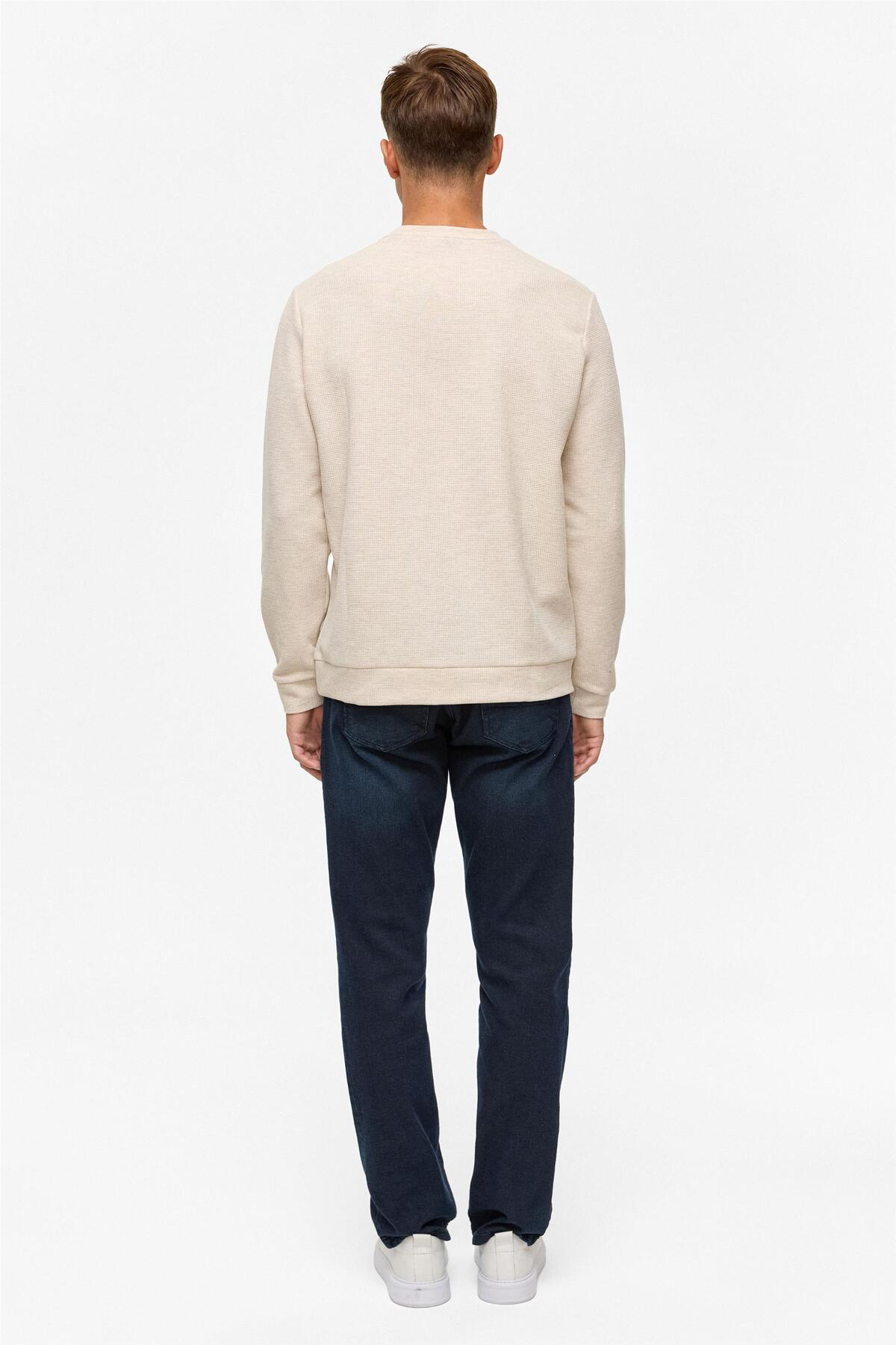 Gri Regular Düz Bisiklet Yaka Sweatshirt
