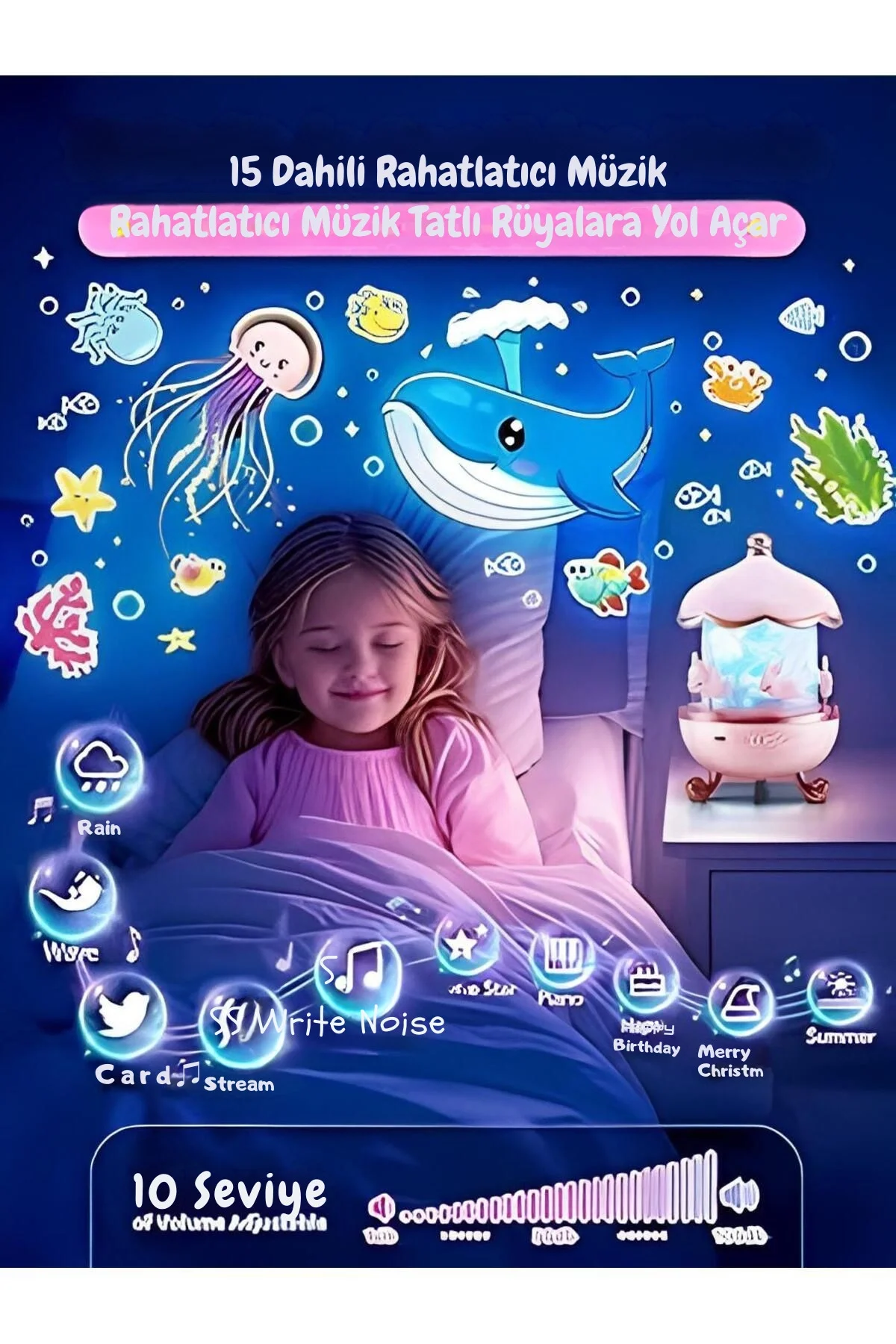 Bej renkli, masa üstü kullanıma uygun, şarj edilebilir ve projektör özellikli gece lambası. Fiyatı, Yorumları ve Özellikleri