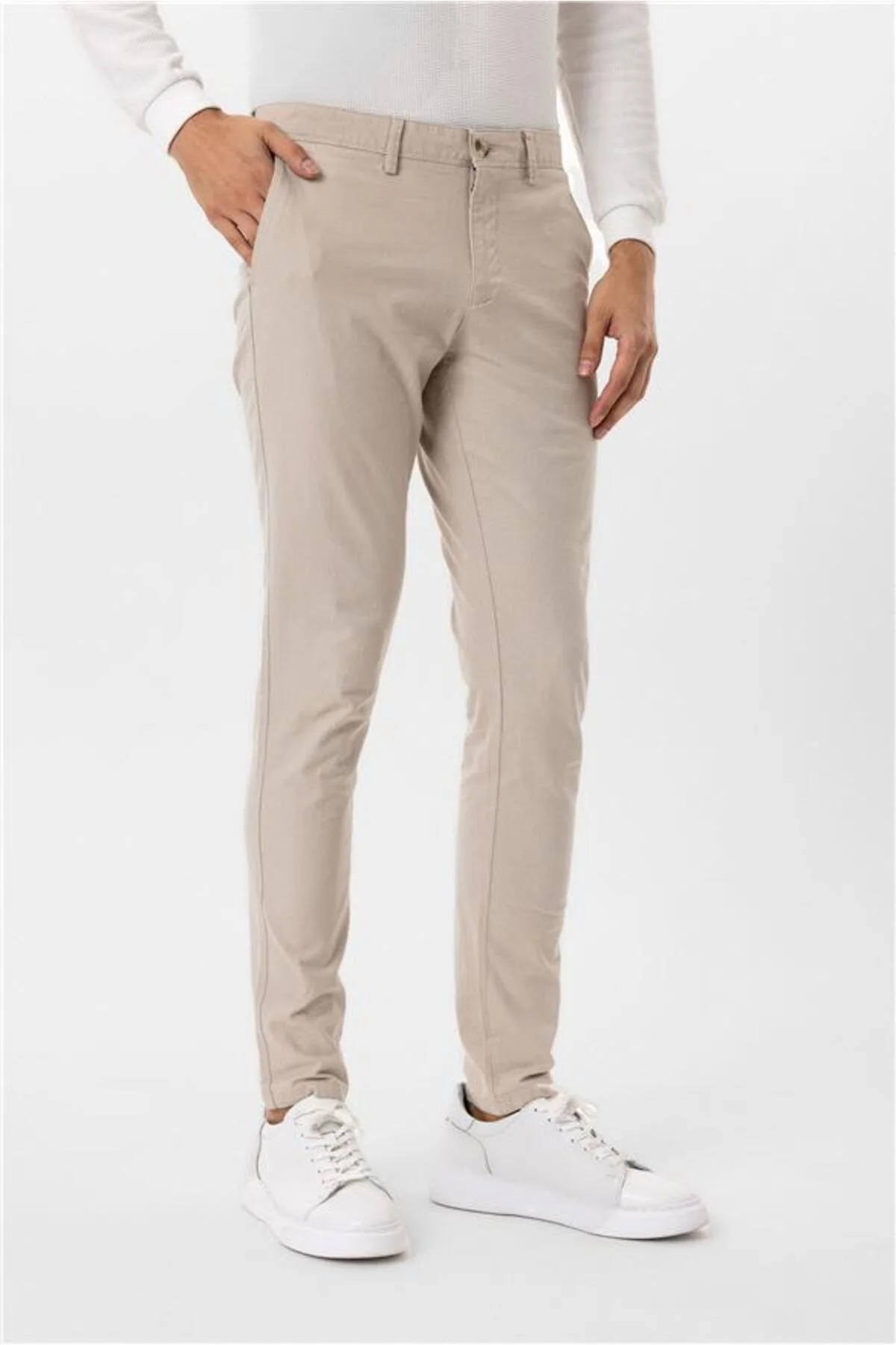 Bej Slim Armürlü Pantolon Bej Slim Armürlü Pantolon