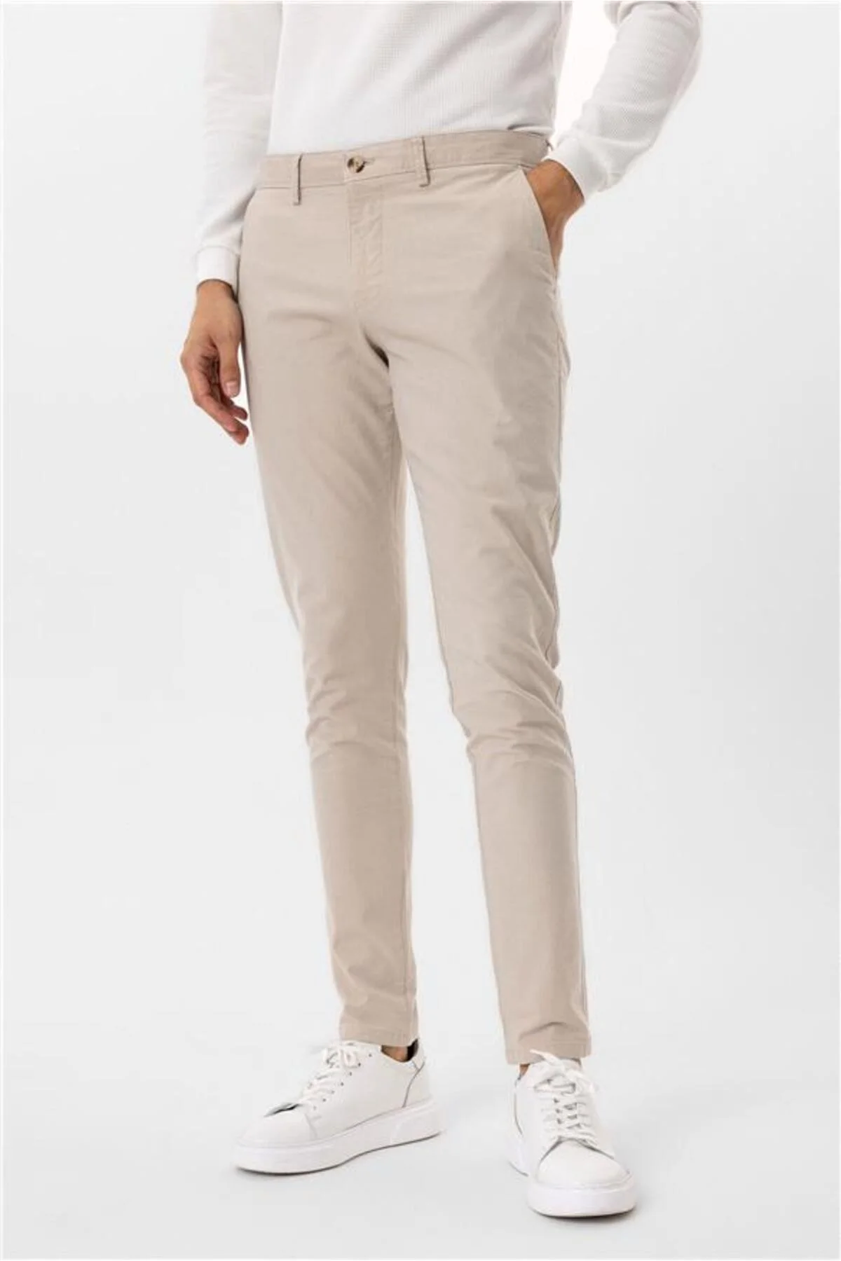 Bej Slim Armürlü Pantolon Bej Slim Armürlü Pantolon