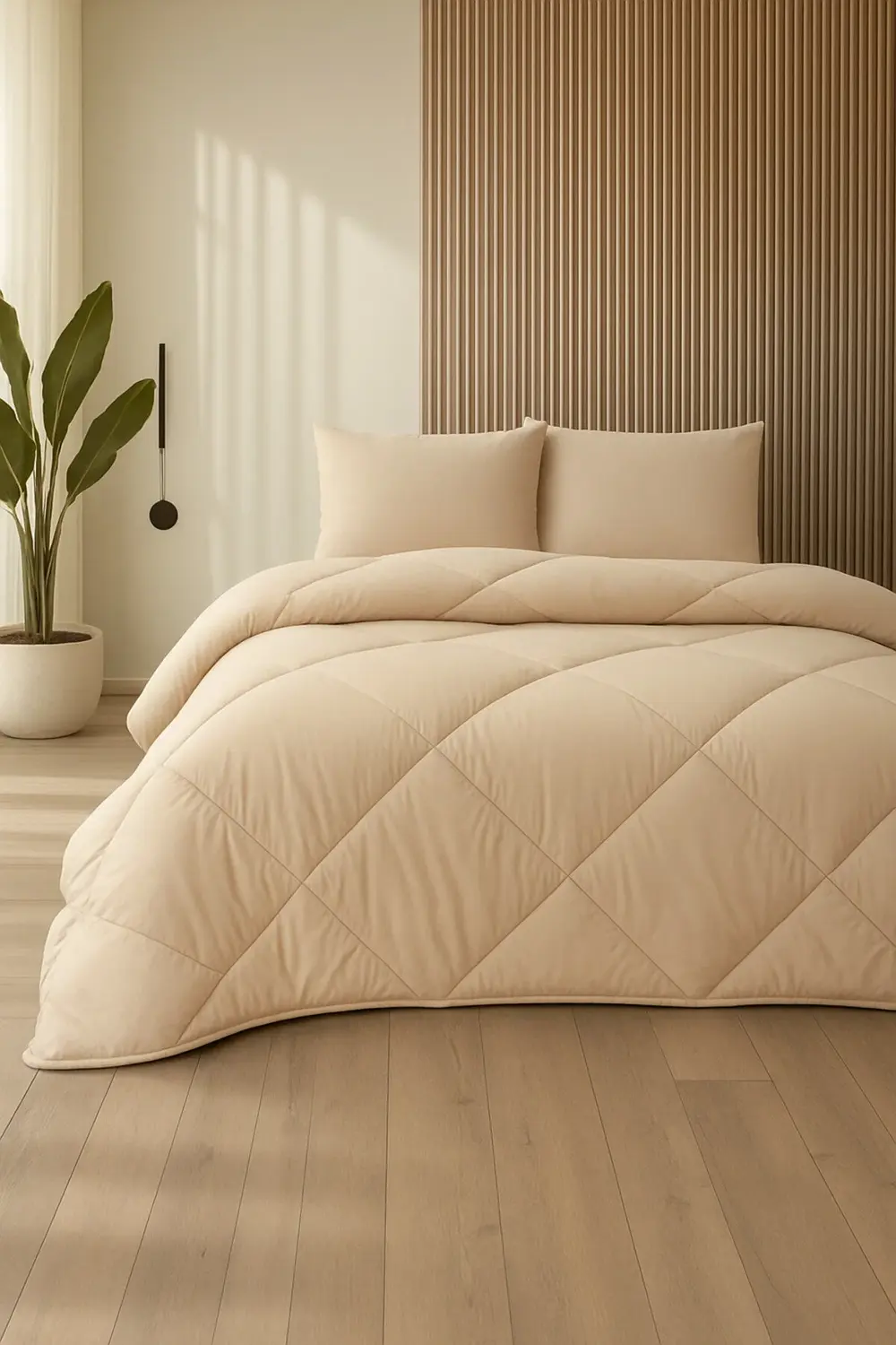 Bej Soft Silikon Yorgan Çift Kişilik 195*215