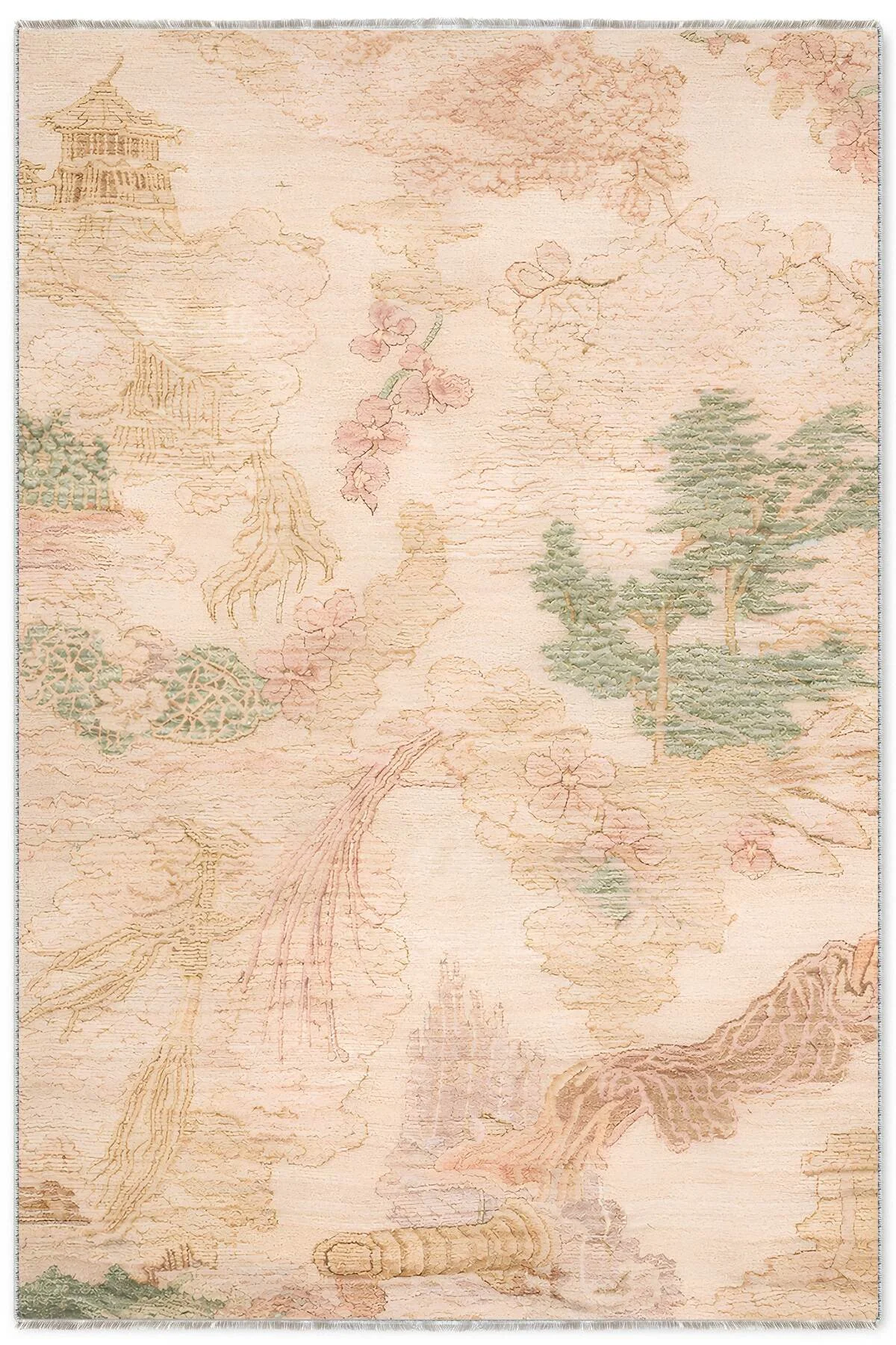 Bej Yeşil Pembe Retro Japon Modeli Şönil Halı Kilim Yolluk Kaymaz Yıkanabilir Saçaklı Salon Mutfak Bej Yeşil Pembe Retro Japon Modeli Şönil Halı Kilim Yolluk Kaymaz Yıkanabilir Saçaklı Salon Mutfak