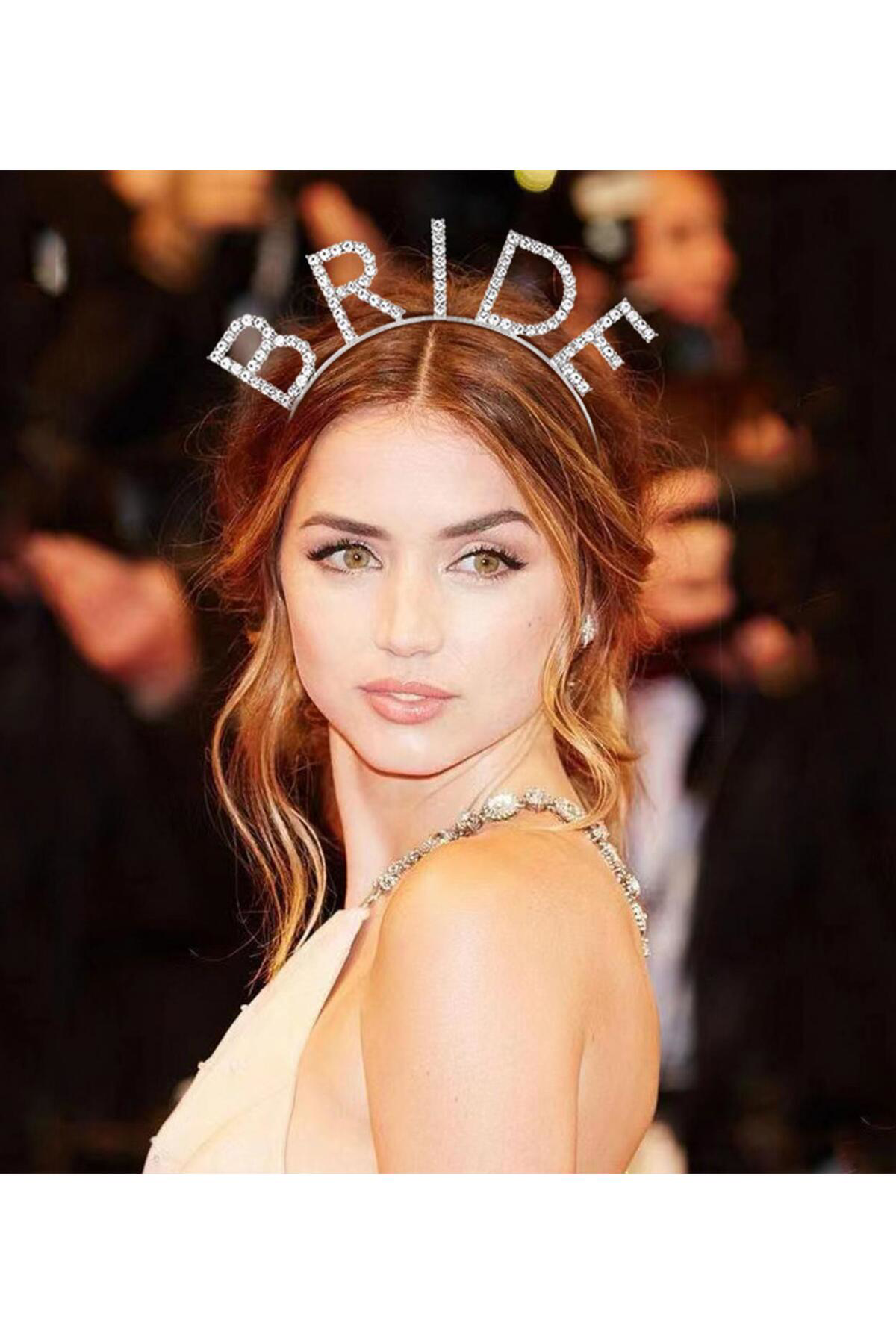 Bekarlığa Veda Mega Boy Kristal Taşlı Gümüş Bride Taç Gelin Tacı