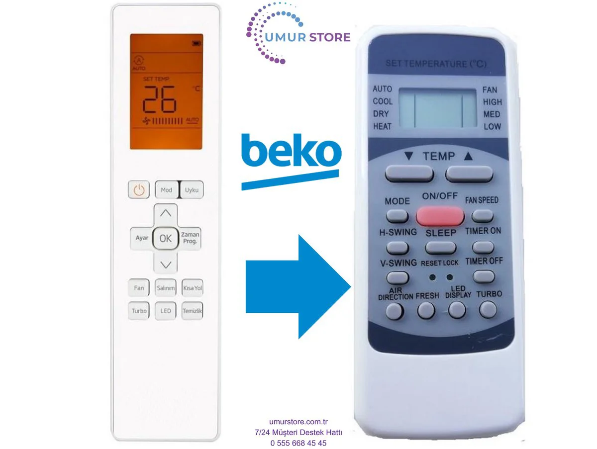 Beko 74826 Uyumlu Klima Kumandası Beko 74826 Uyumlu Klima Kumandası