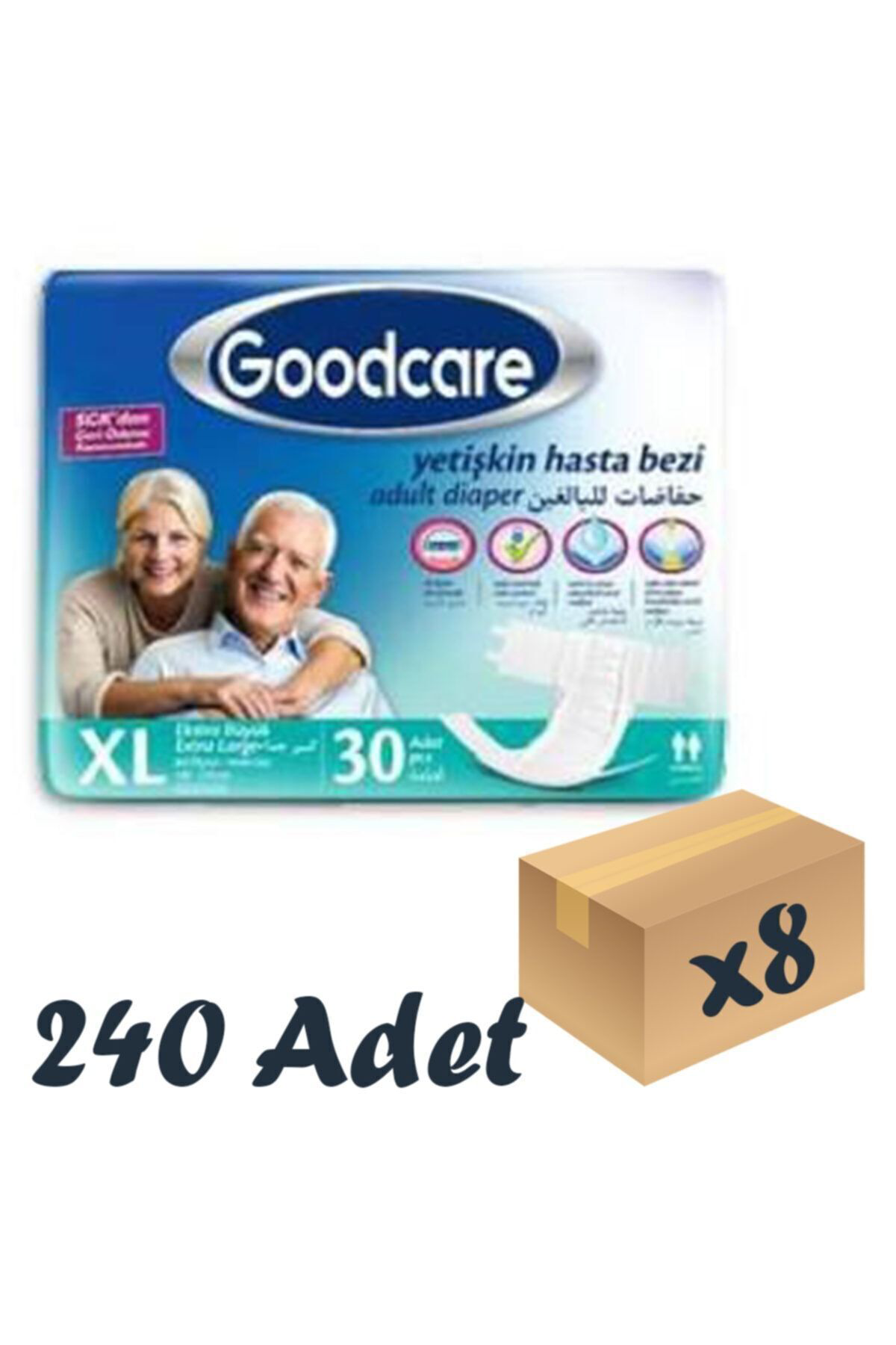 Goodcare Bel Bantlı Yetişkin Hasta Bezi Xlarge 30'Lu 8 Paket 240 Adet