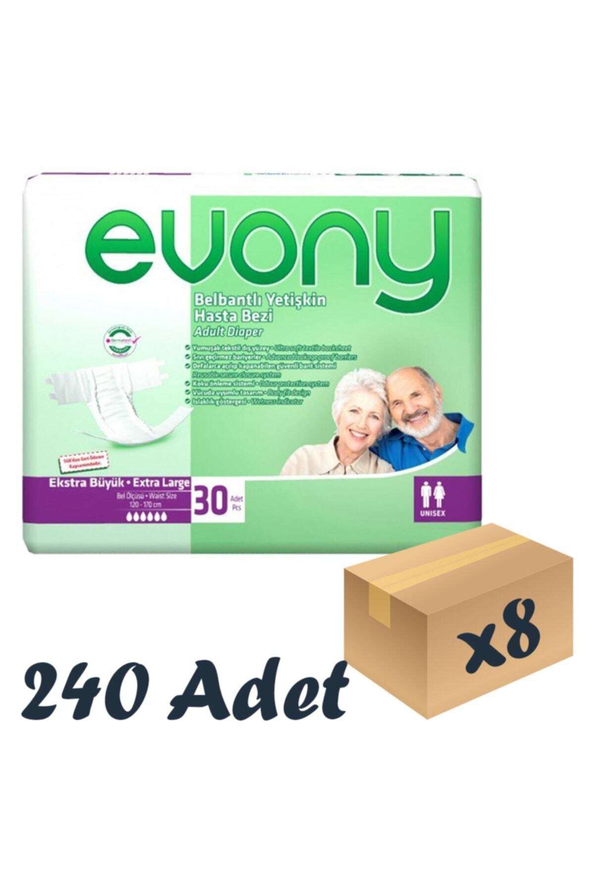 Bel Bantlı Yetişkin Hasta Bezi Xlarge 30'lu 8 Paket 240 Adet