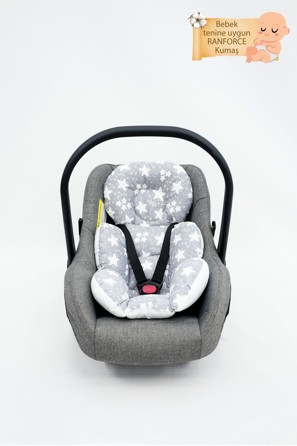 Mordesign Bel Destekli Ortopedik Puset Minderi, Çift Taraflı Big Stars, Gri