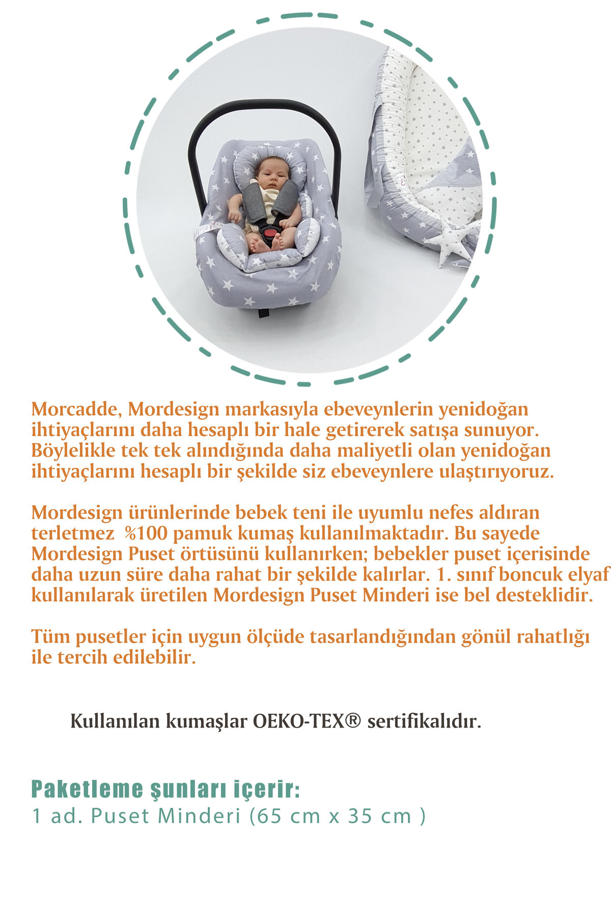 Mordesign Bel Destekli Ortopedik Puset Minderi, Tilki Serisi, Mavi Renk