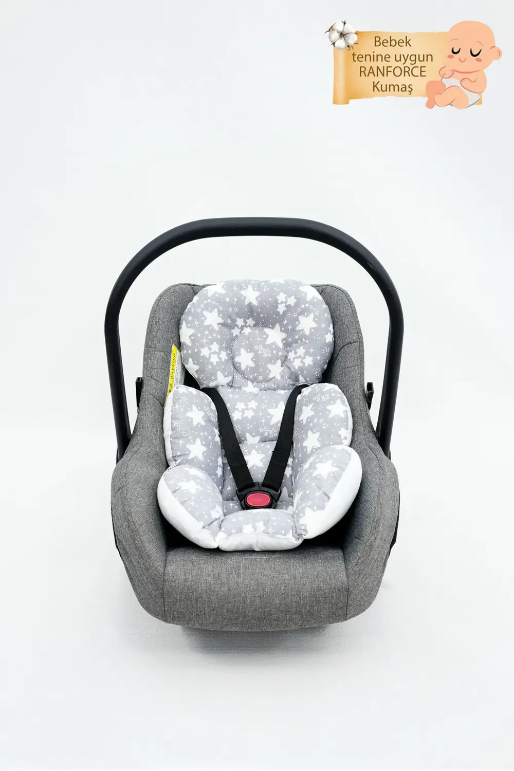 Mordesign Bel Destekli Ortopedik Puset Minderi, Çift Taraflı Big Stars, Gri