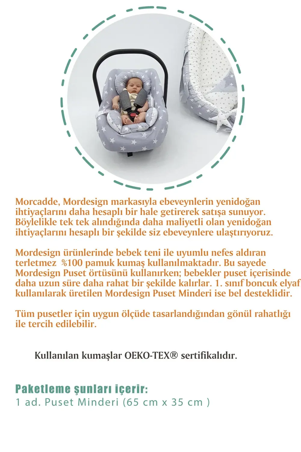 Mordesign Bel Destekli Ortopedik Puset Minderi, Çift Taraflı Big Stars, Gri