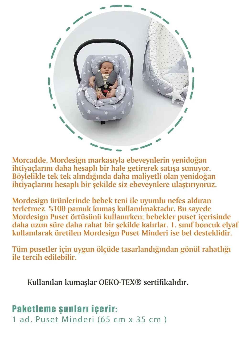 Mordesign Bel Destekli Ortopedik Puset Minderi, Tilki Serisi, Mavi Renk