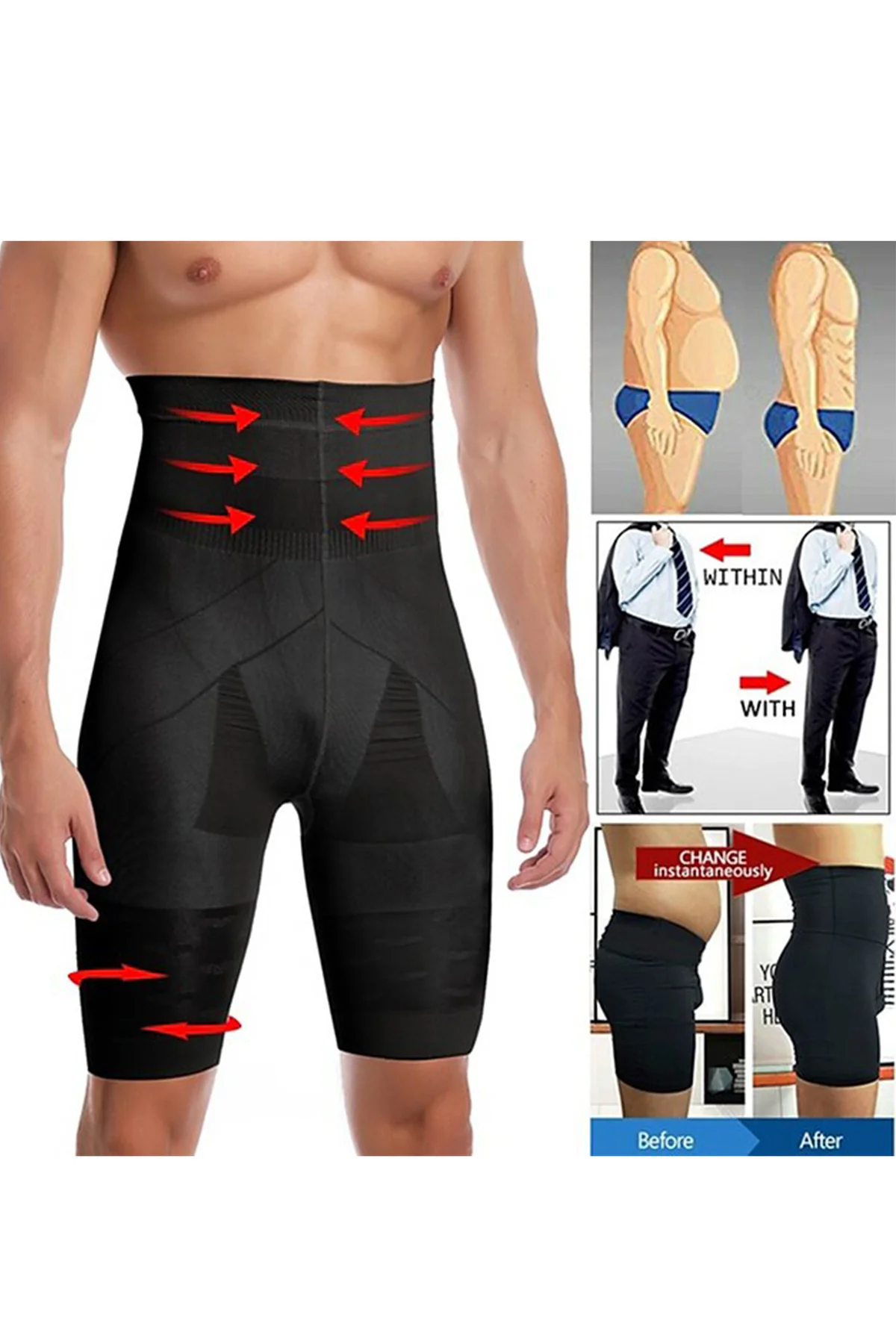 Bel Inceltici Ve Sıkılaştırıcı Erkek Boxer Korse Siyah Renk